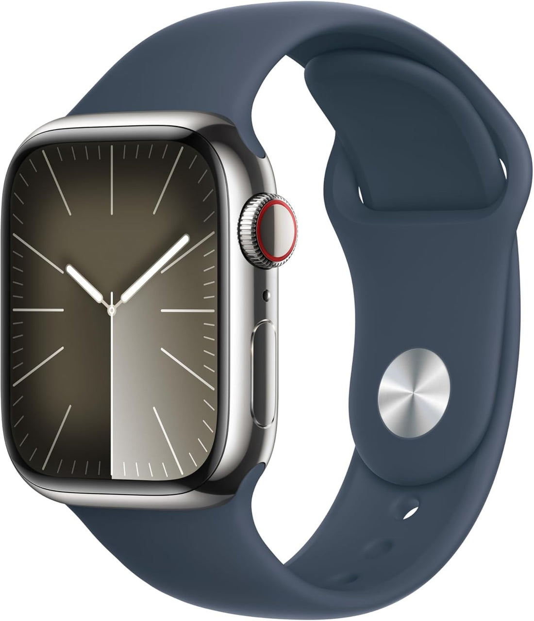 Apple Watch Series 9 [GPS + Cellular 45mm] Smartwatch with Silver Stainless Steel Case with Silver Milanese Loop. Fitness Tracker, Blood Oxygen & ECG Apps, Always-On Retina Display