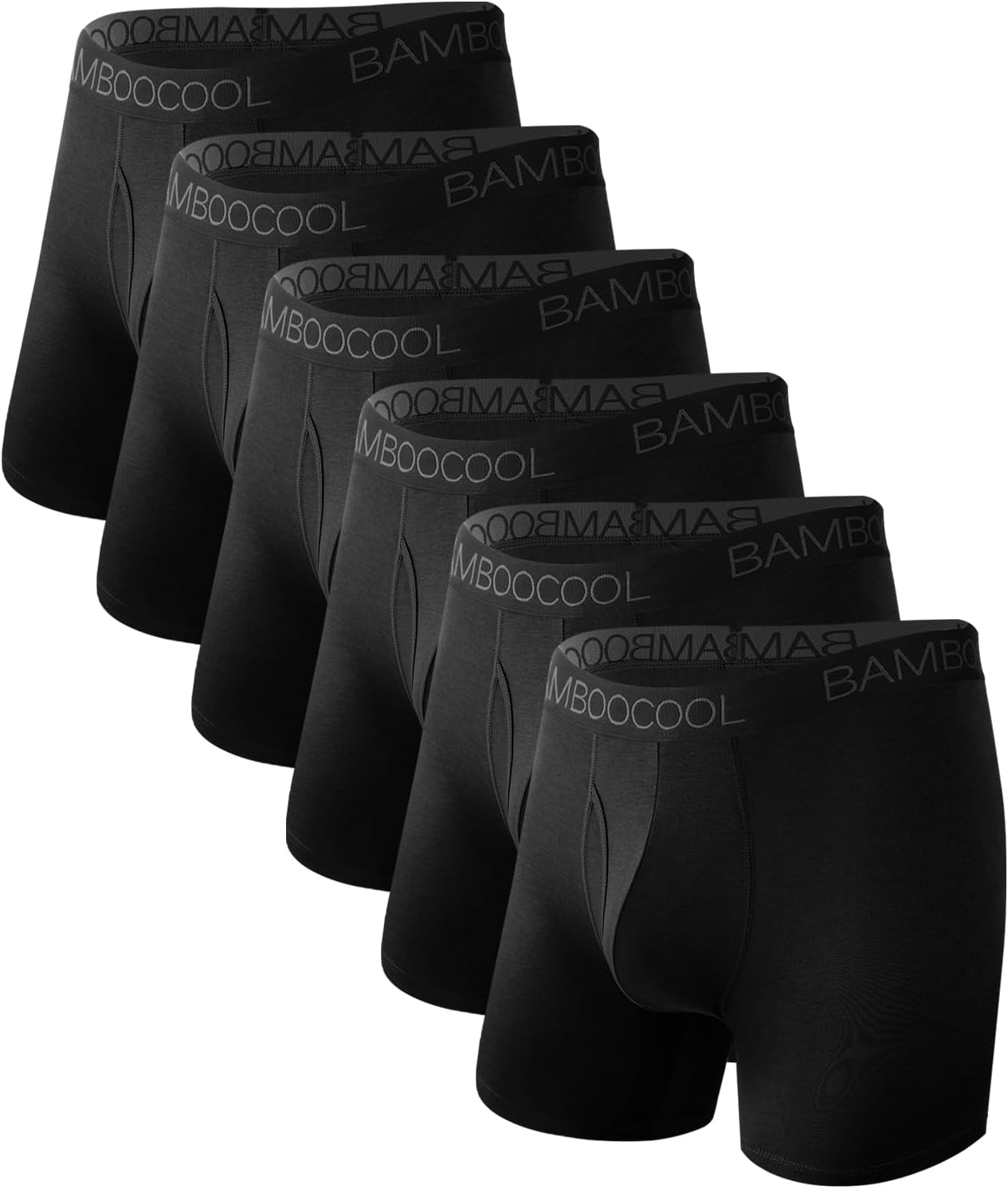 BAMBOO COOL Ultra Soft Mens Underwear Boxer Briefs 6-Pack | Bamboo Fabric‌,No Ride Up,More Breathable Than Cotton