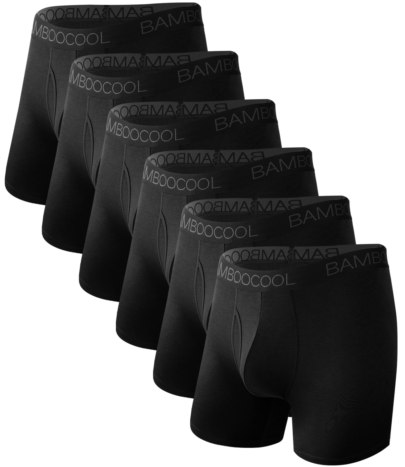 BAMBOO COOL Ultra Soft Mens Underwear Boxer Briefs 6-Pack | Bamboo Fabric‌,No Ride Up,More Breathable Than Cotton