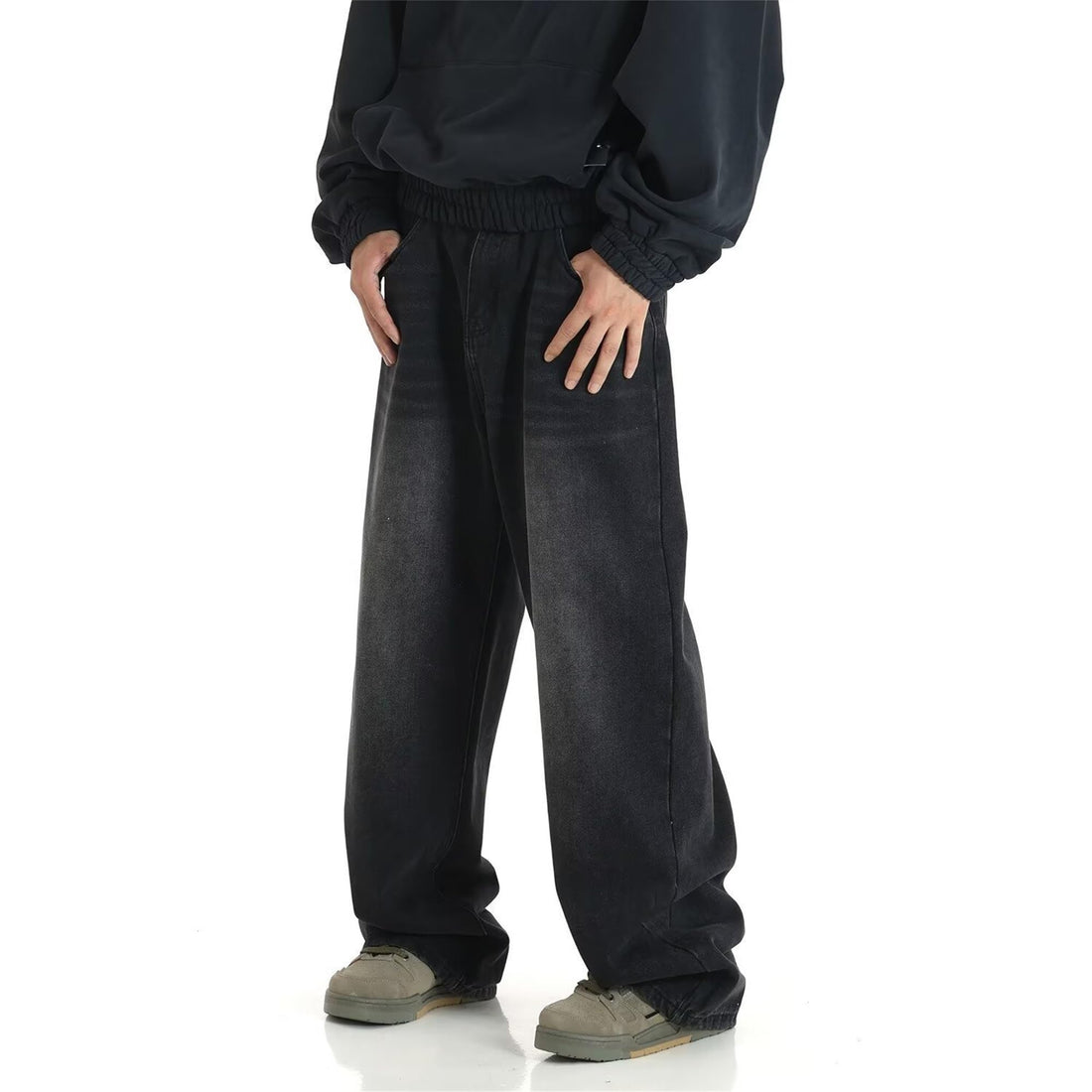 Mens Baggy Jeans Y2k Wide Leg Loose Fit Jeans Streetwear Denim Washed Hip Hop Pants