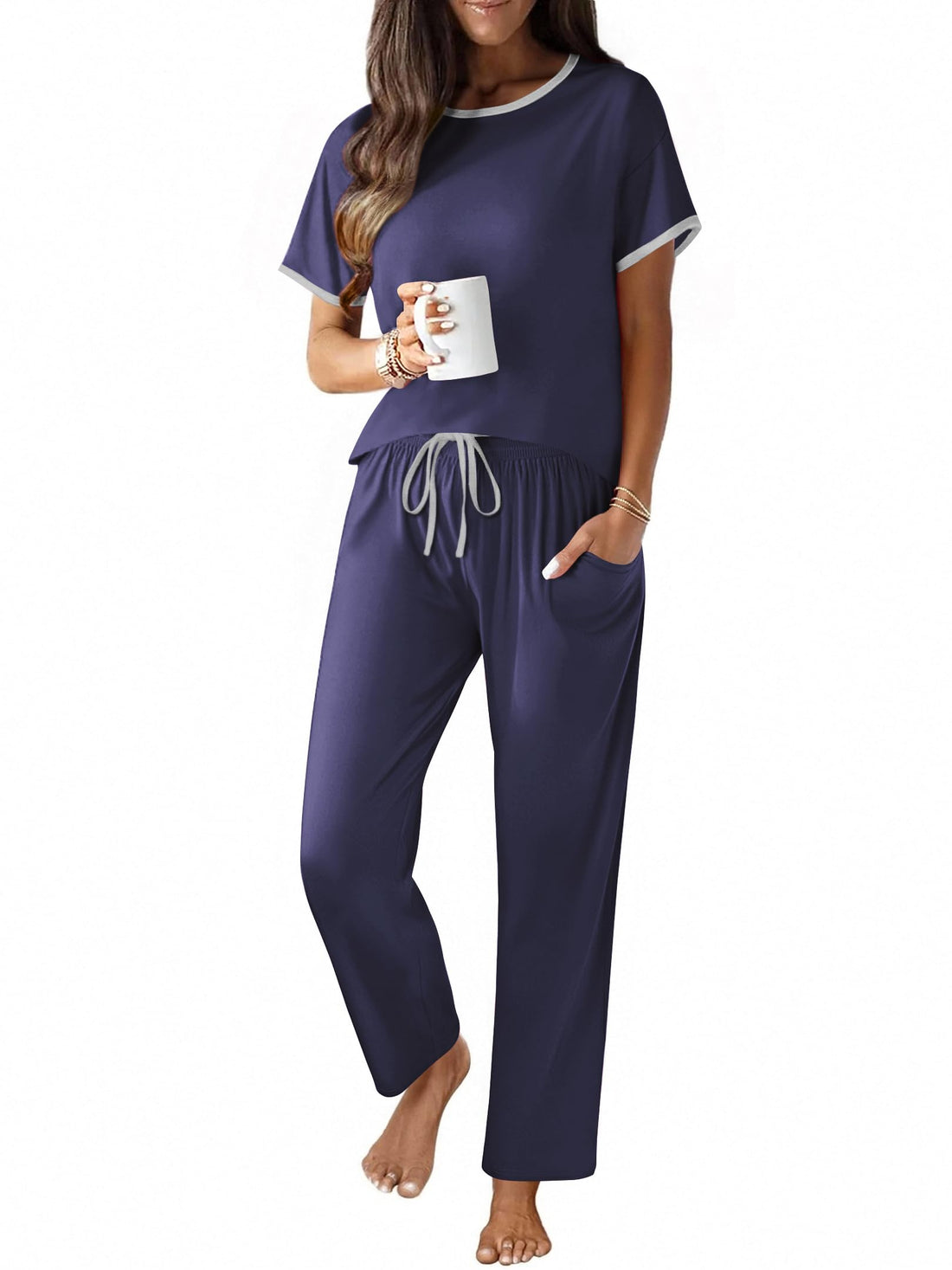 Ekouaer 2 Piece Cotton Pajamas for Women
