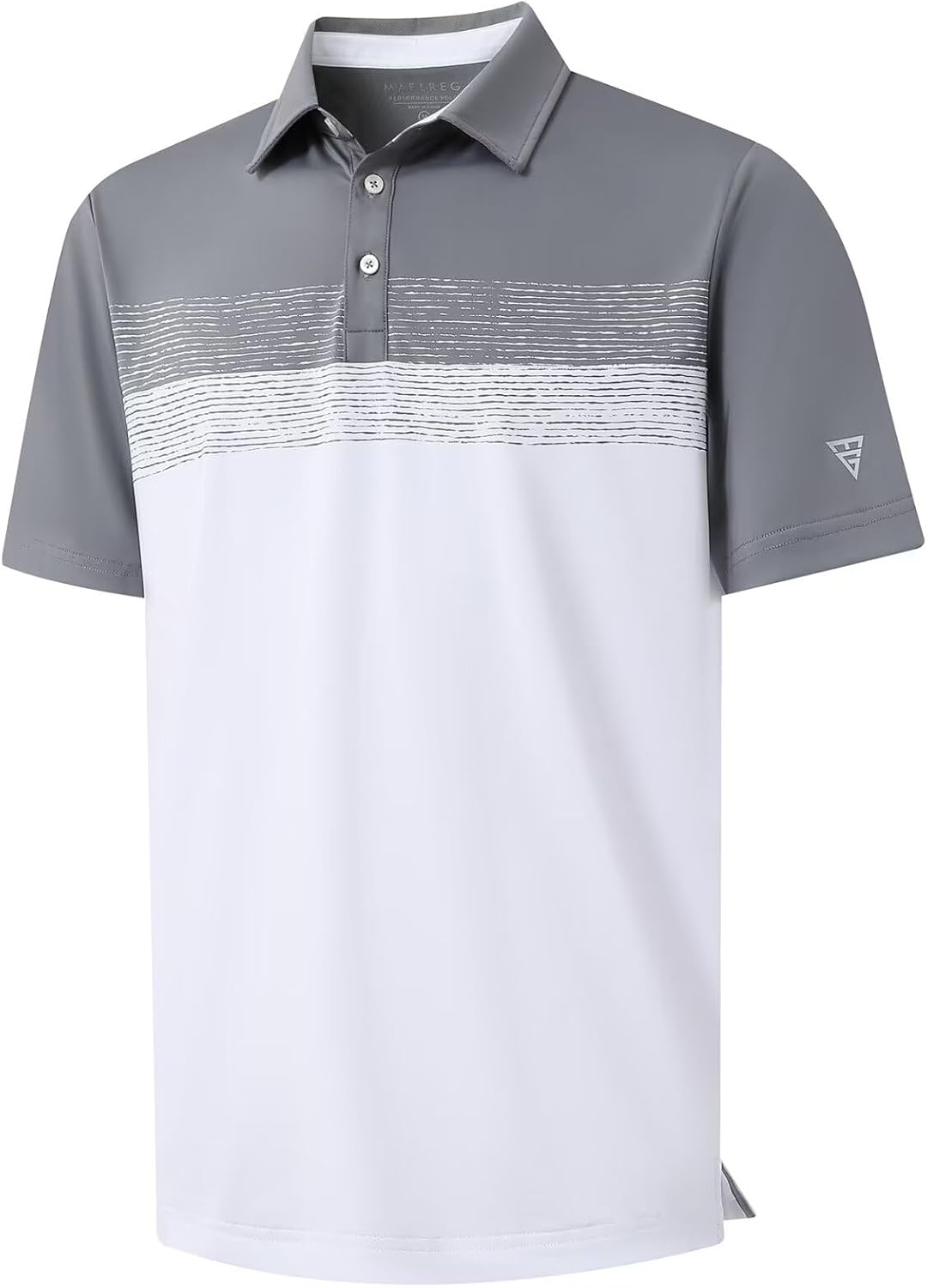 M MAELREG Golf Shirts for Men Dry Fit Performance Chest Print Color Block Moisture Wicking Casual Short Sleeve Polo Shirts
