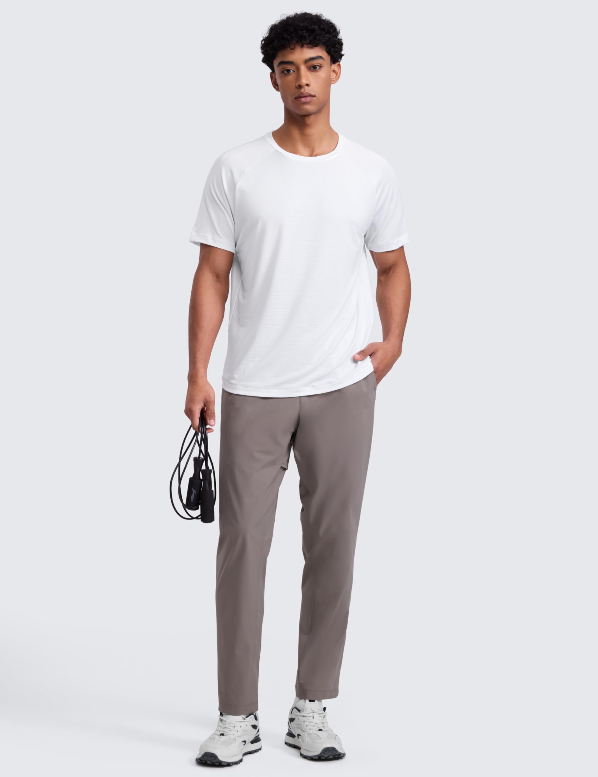 CRZ YOGA Breathable Texture Crewneck T-Shirts | Workout, Quick Dry, Lightweight, Classic Fit, Round Scallop Back, Short Sleeve Shirts for Men