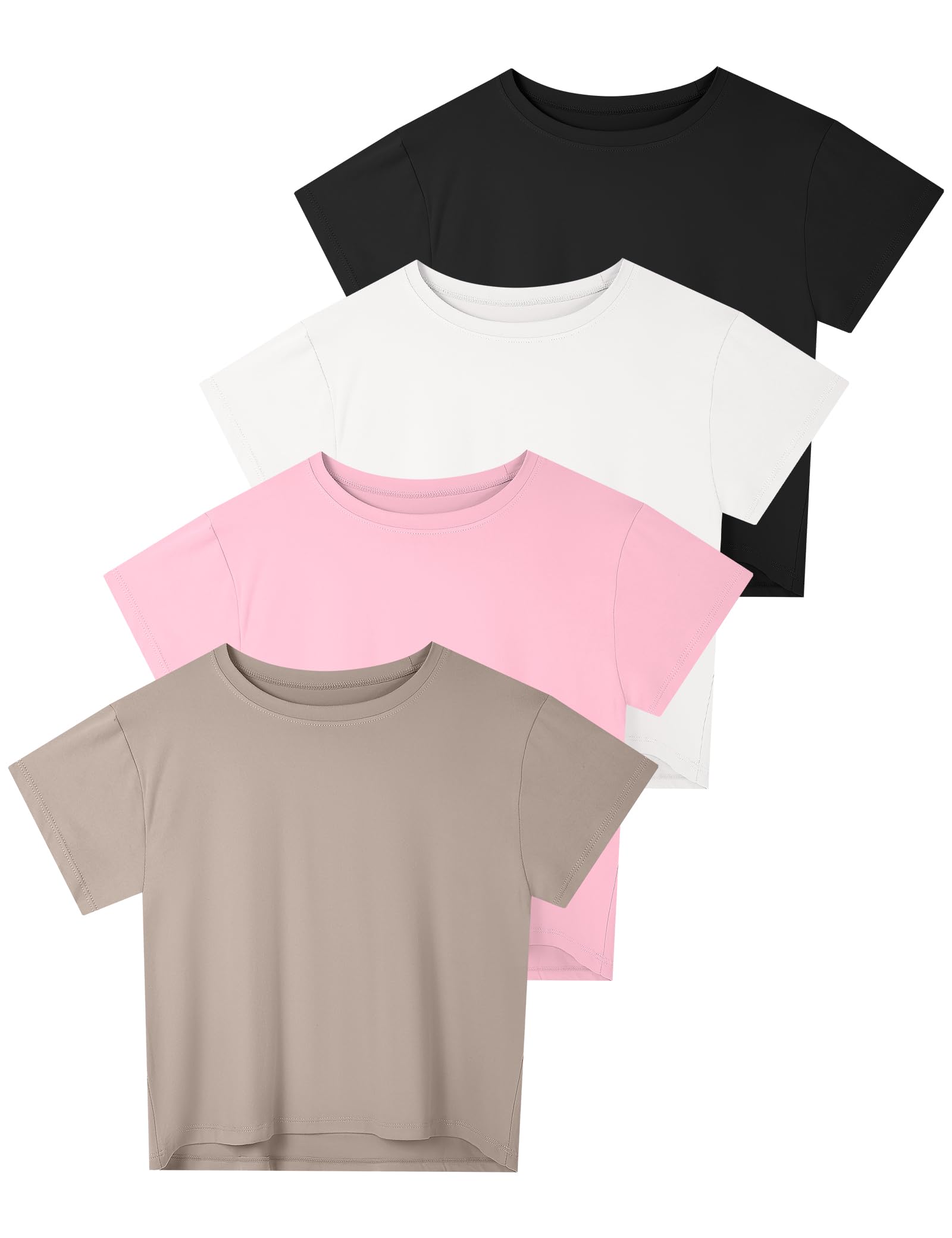 Dalavch 4/6 Pack Women's Crop Top Short Sleeve Athletic Workout Loose Fit | Sports, Exercise, Yoga, Running, Hiking, Gym, Boxy, Baggy, Casual, Tees, Activewear, Cropped, T-Shirts