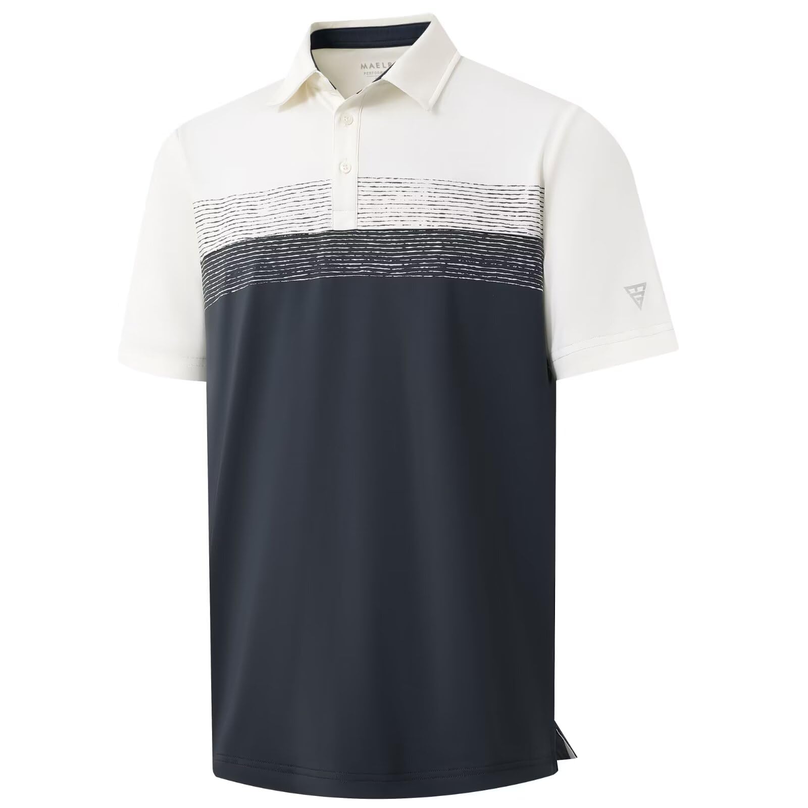 M MAELREG Golf Shirts for Men Dry Fit Performance Chest Print Color Block Moisture Wicking Casual Short Sleeve Polo Shirts