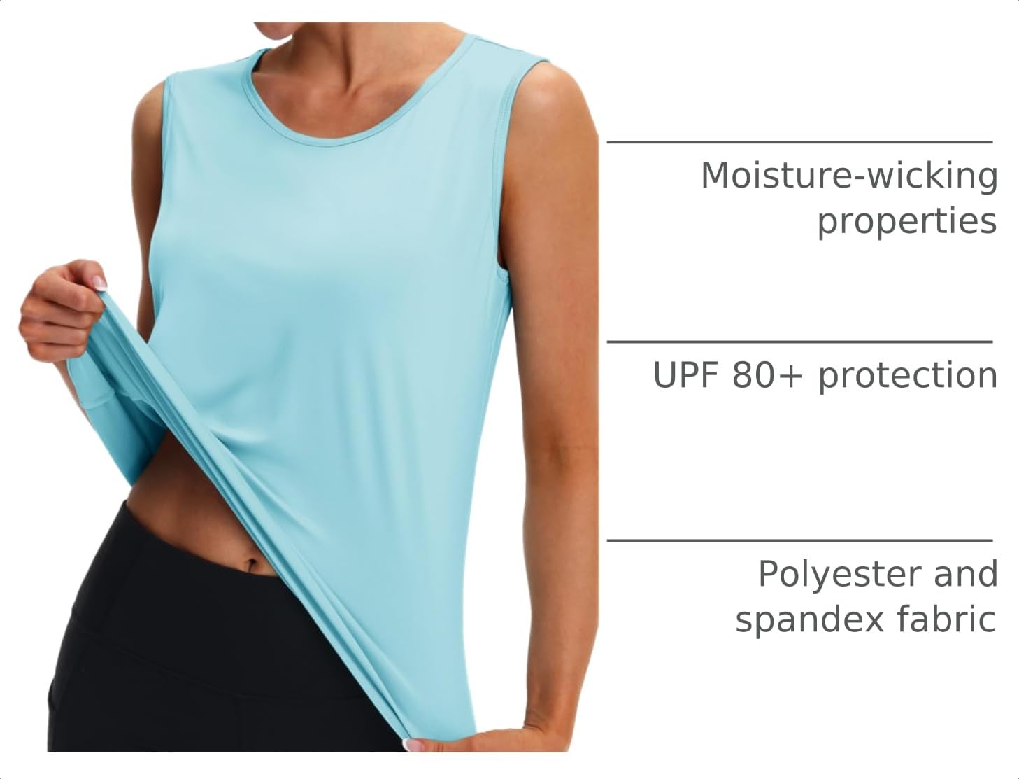 MAGCOMSEN Women's Workout Tank Top Athletic Muscle Sleeveless Crew Neck Shirt UPF 80+ Moisture Wicking Gym Running