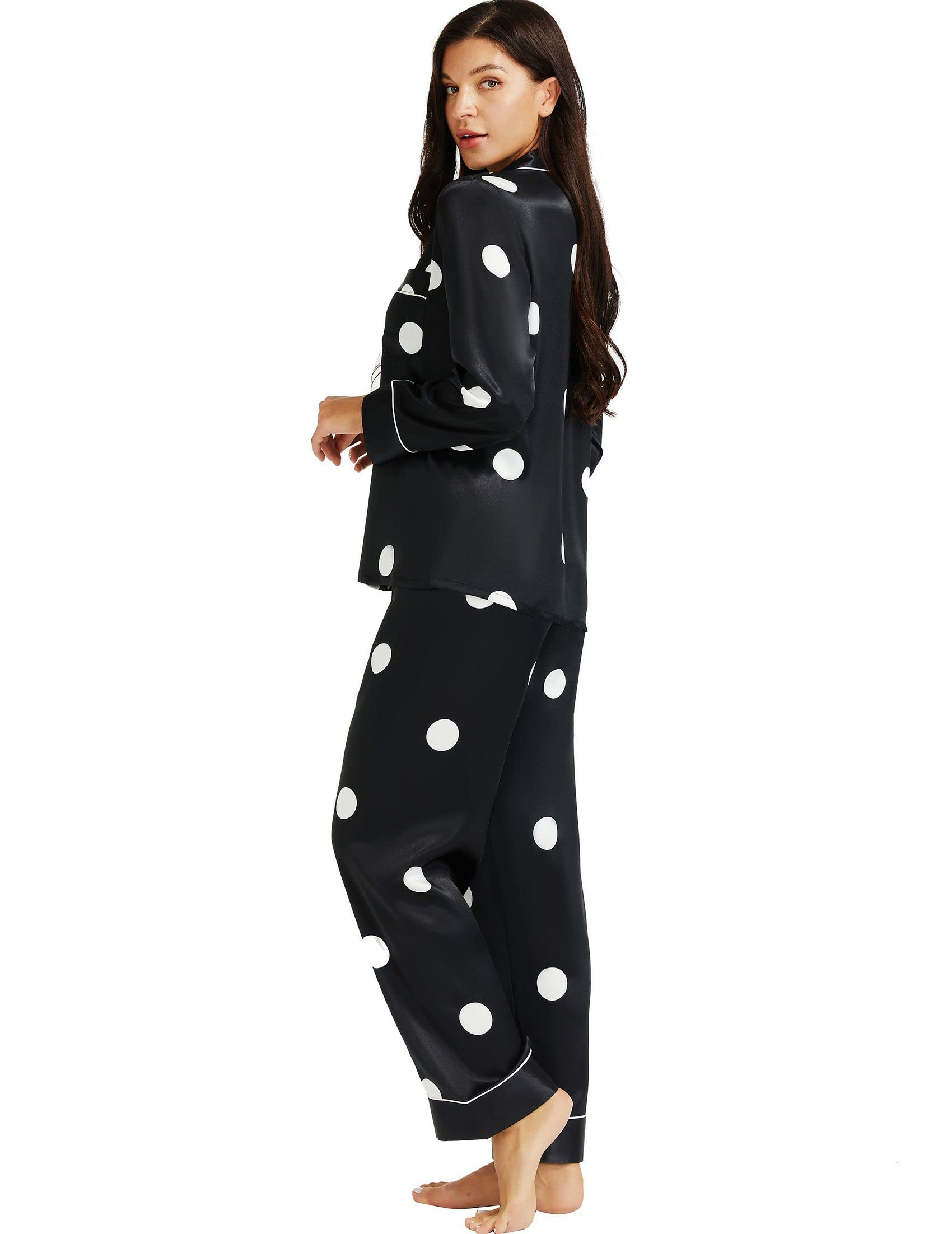 Lonxu Womens Satin Pajama Set Button Down Sleepwear Long Pj XS-3XL