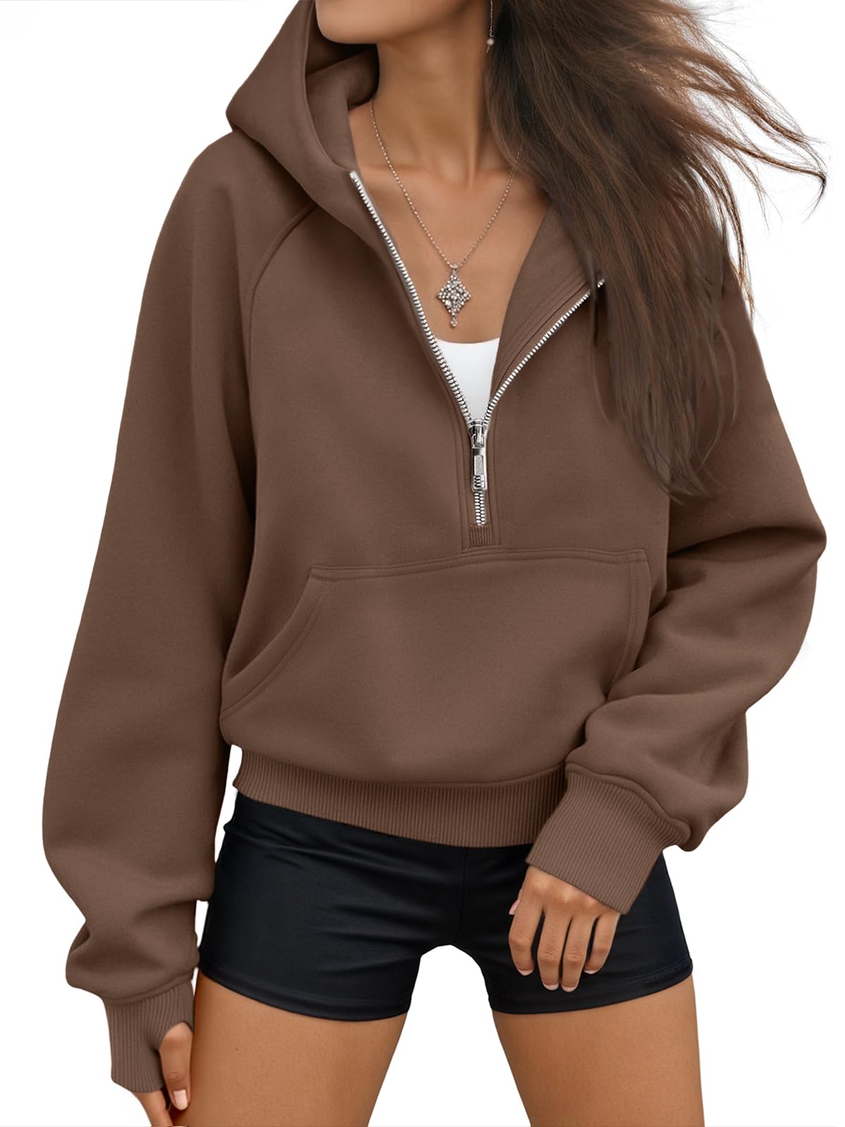 AUTOMET Womens Hoodies Half Zip Up Casual Comfort Fall Clothes 2026 | Fleece lined, hooded, jackets with pockets, travel airport Outfits, y2k sweatshirts, cute loung wear, winter sweaters