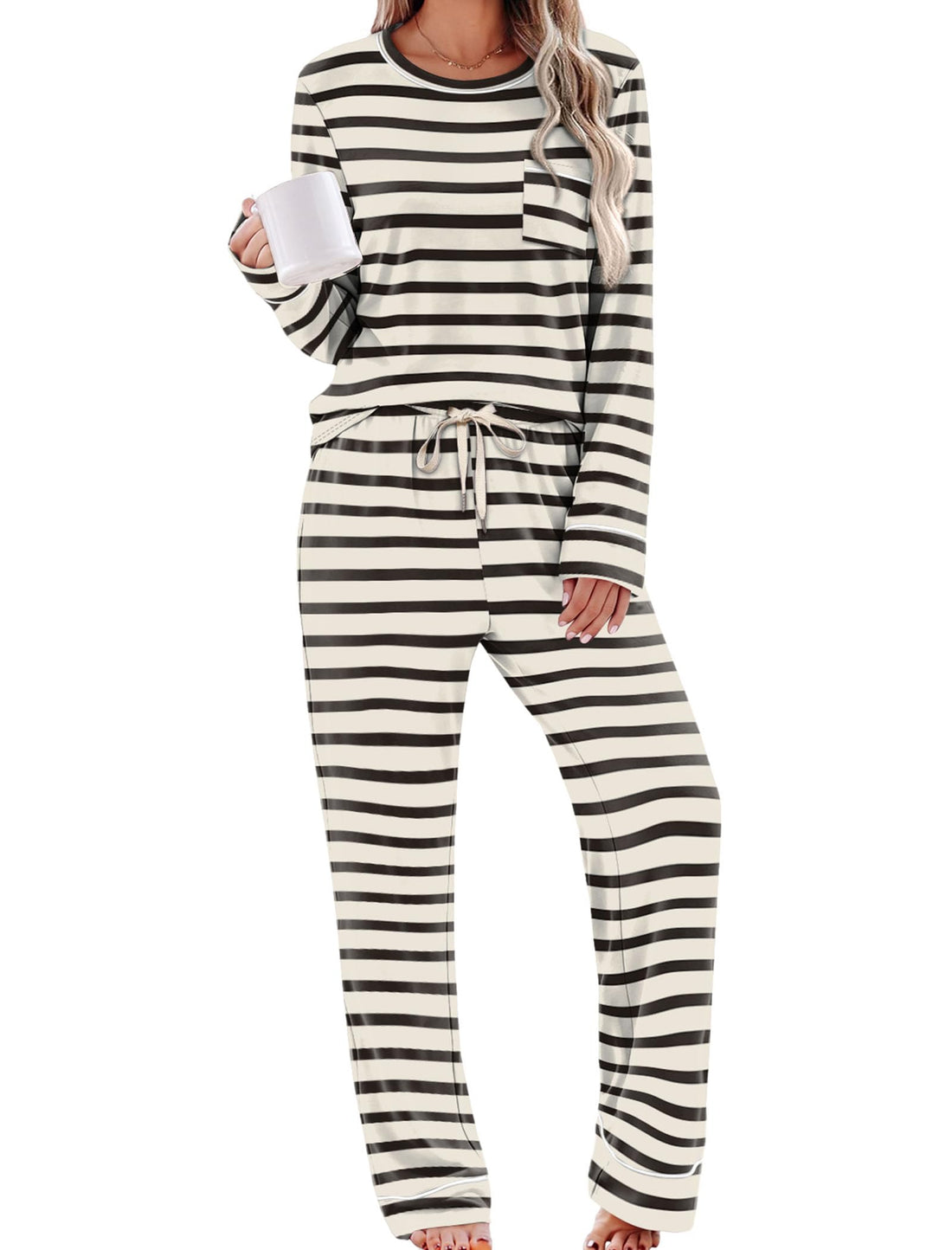 WIHOLL Pajamas for Women Set Soft Pjs Long Sleeve Two Piece Lounge Sets