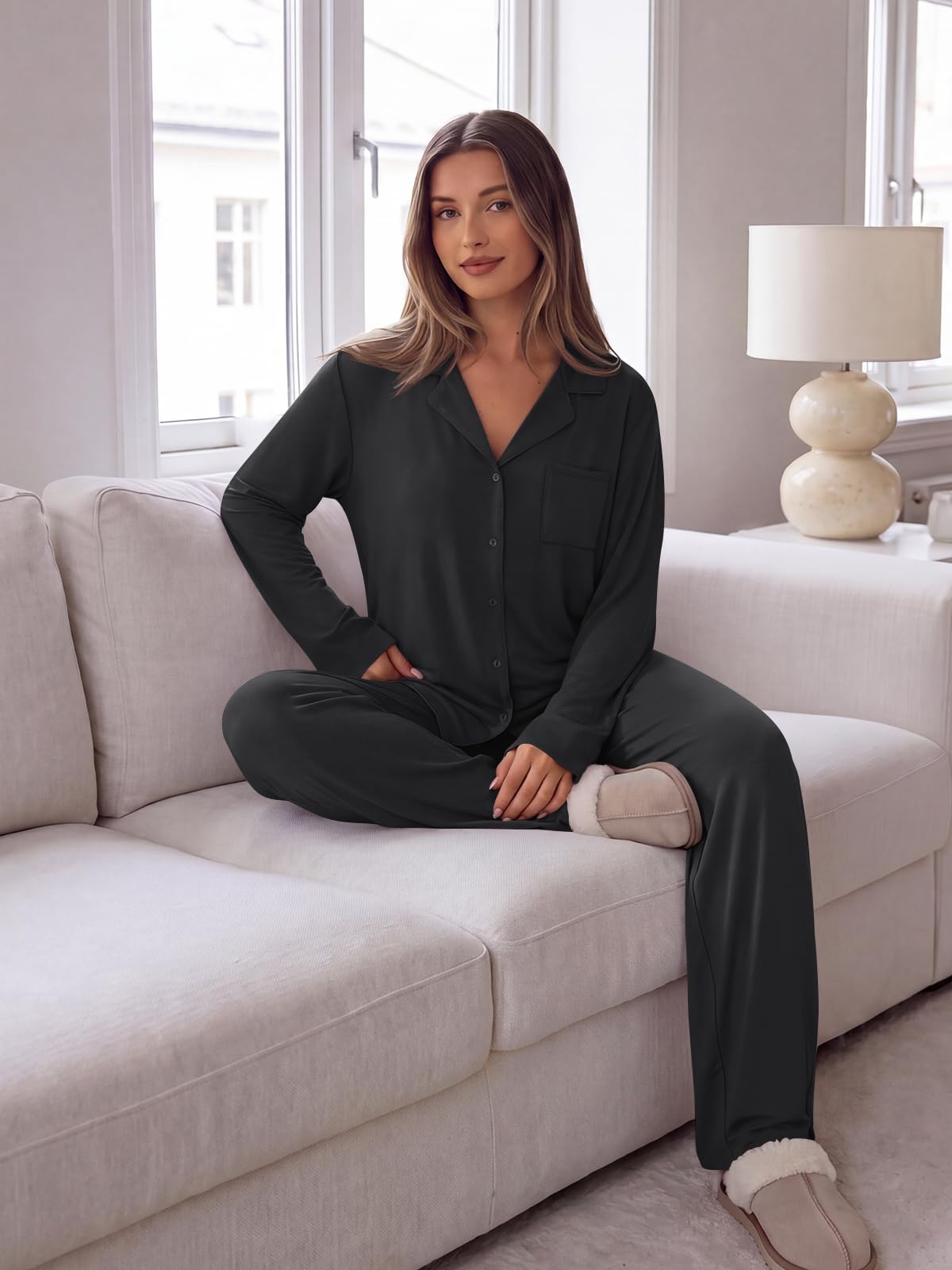 Trendy Queen Women Pajamas Set Sleepwear Fall 2 Piece Soft Lounge Pjs