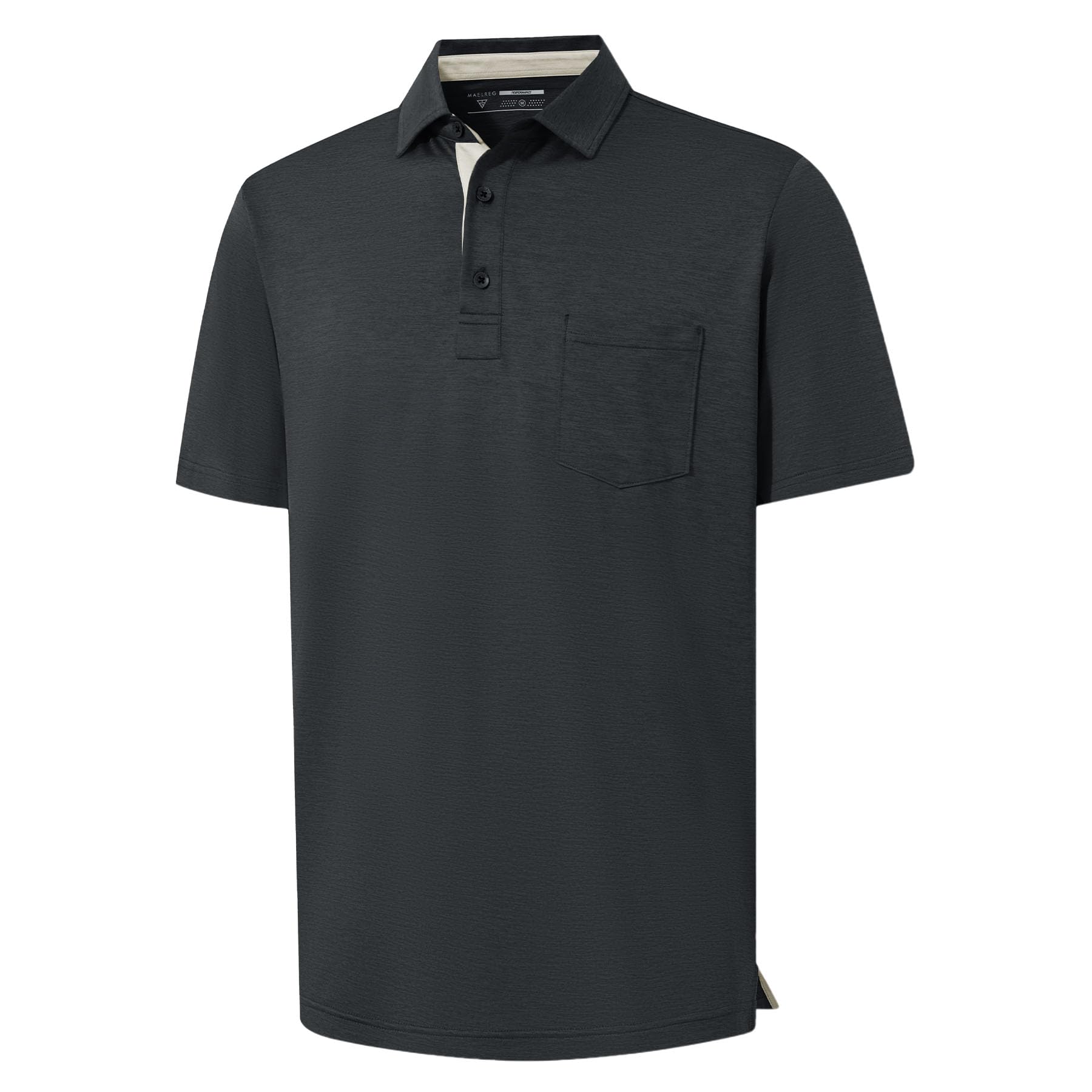 M MAELREG Golf Shirts for Men Dry Fit Performance Lightweight Heather Contrast Collar Mens Polo Shirts Short and Long Sleeve