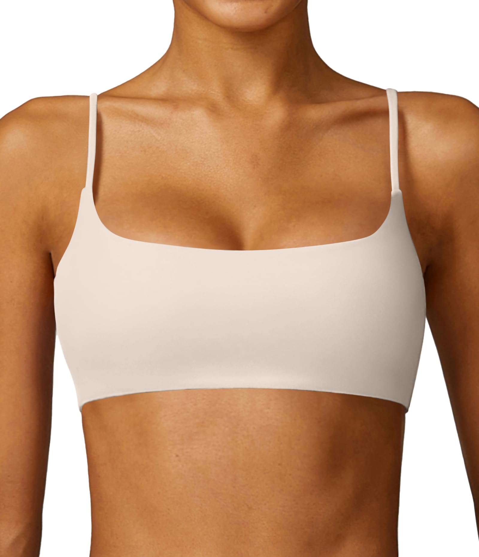Comper Women's Sports Bra with Thin Straps Stretchy Wirefree Workout Bras Lightweight Workouts Bralette with Removable Pads