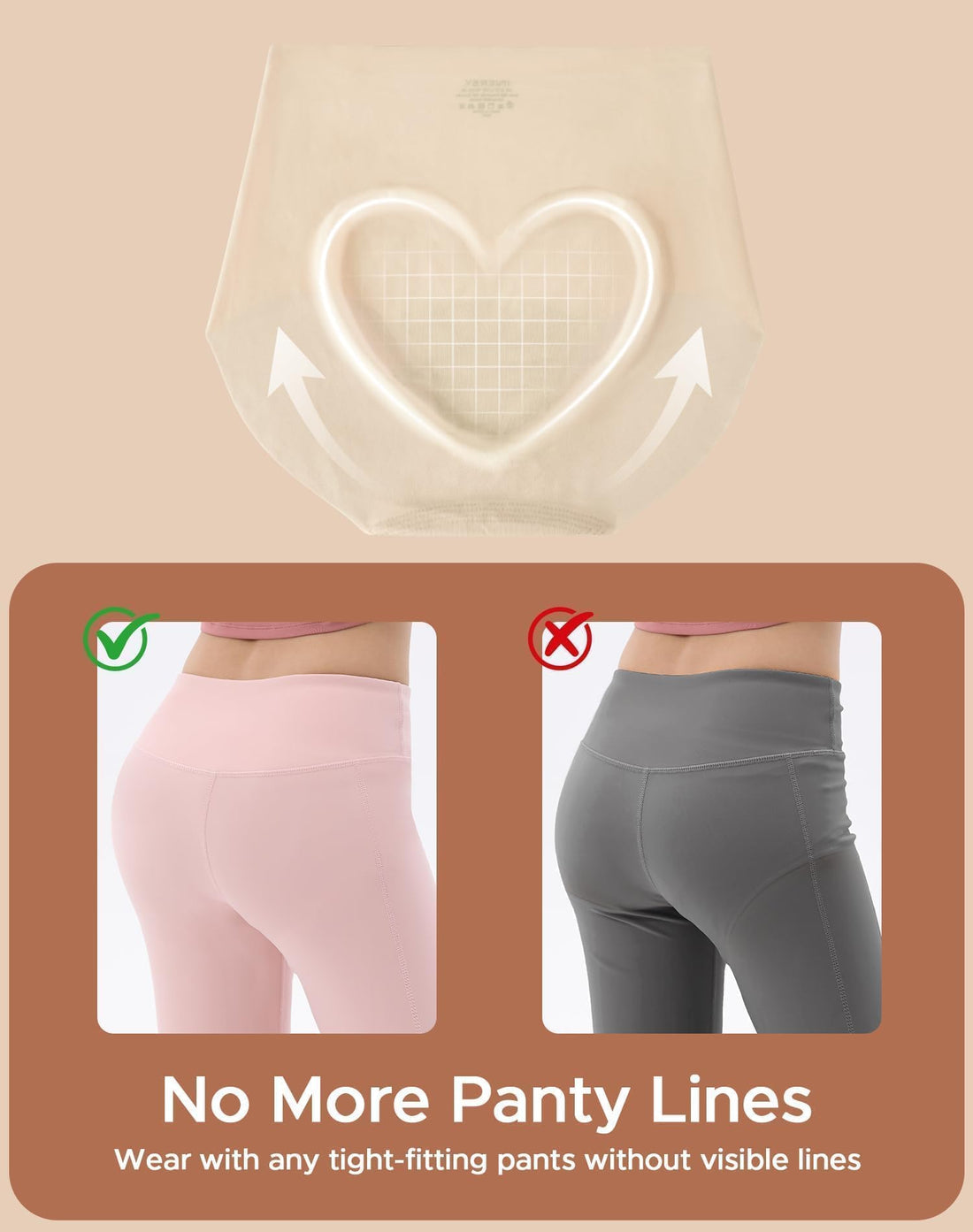 INNERSY Women's High Waist Seamless Underwear No Show Panties Full Coverage Briefs 3-Pack