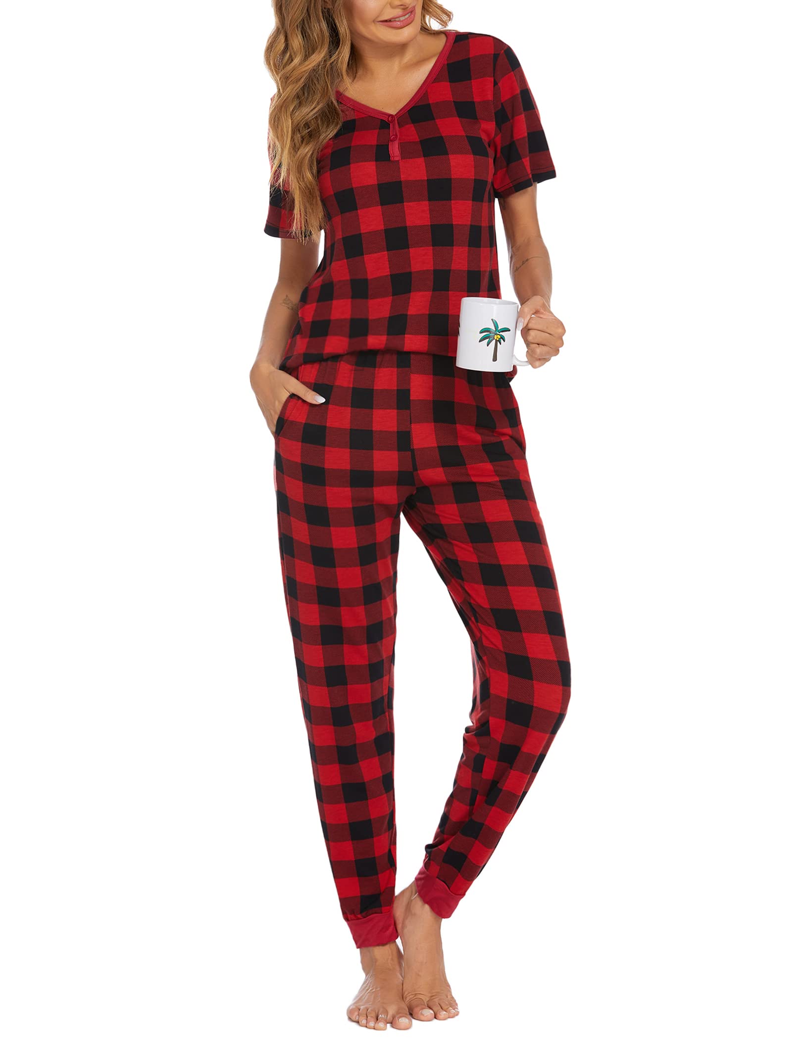 Ekouaer Pajamas for Women Set 2 Piece Fall Sleepwear with Pockets