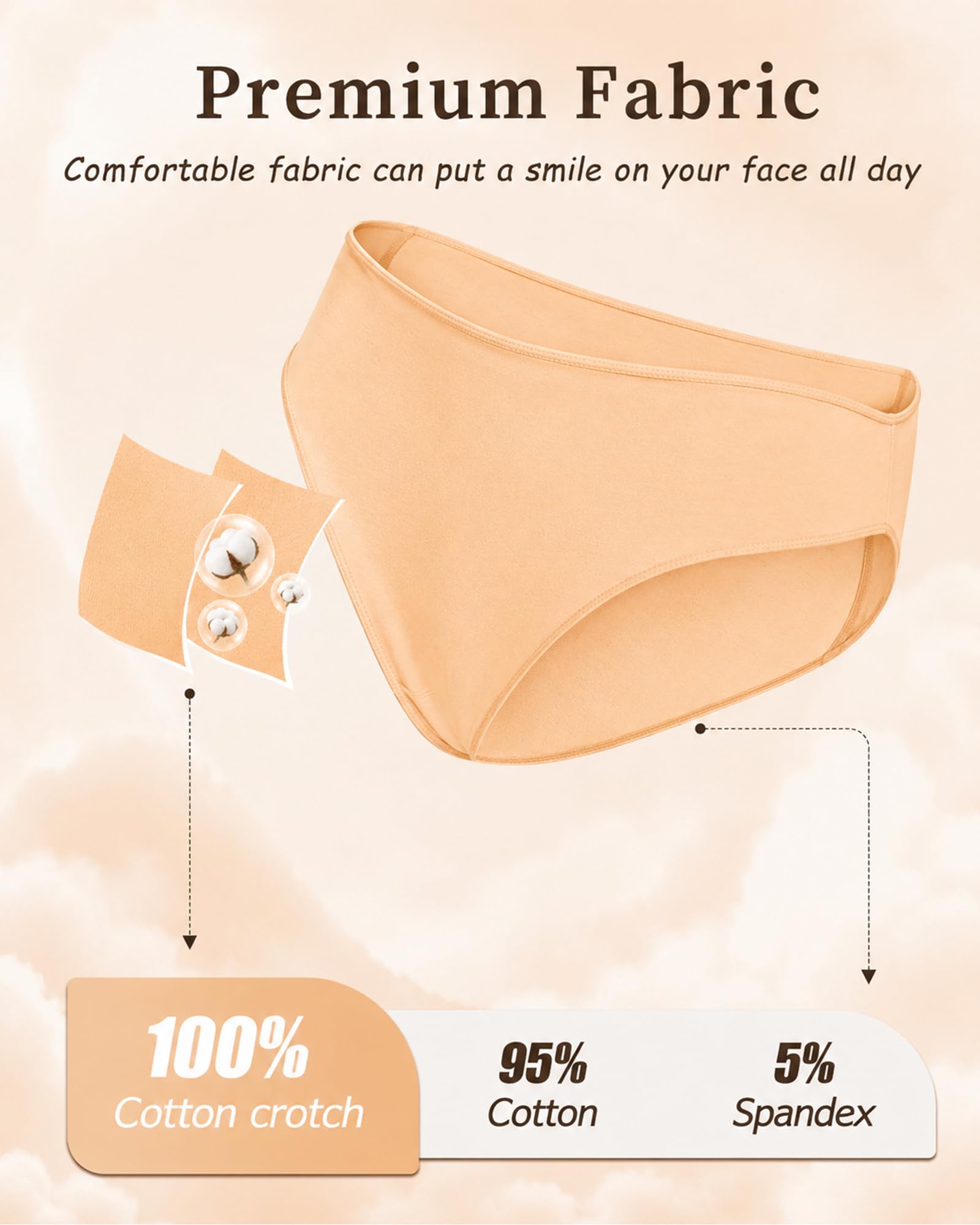 UNDER THE SEA Cotton Underwear for Women 6 Pack Sexy Bikini High Cut Breathable Cheeky Panties Underwear Womens Lingerie