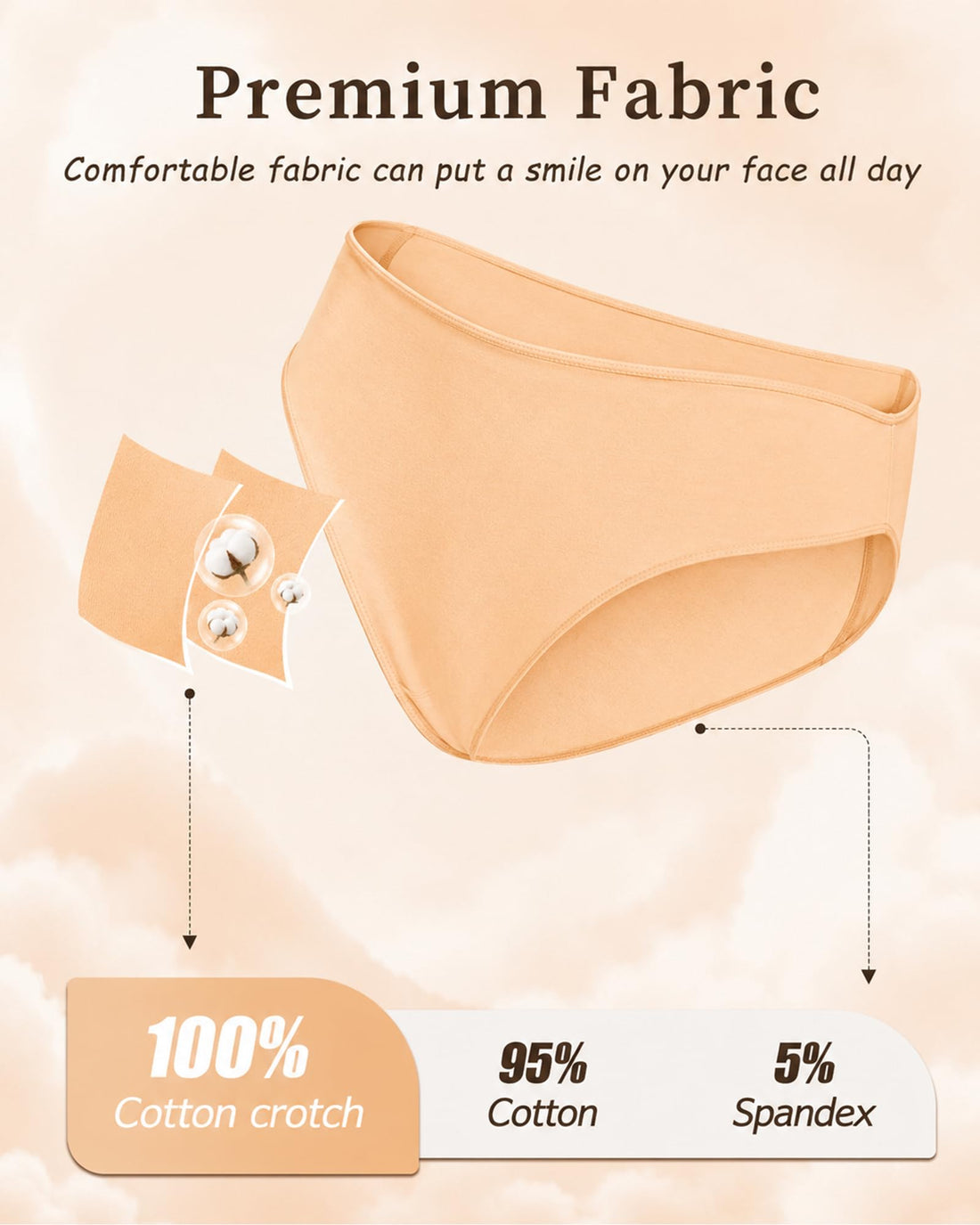 UNDER THE SEA Cotton Underwear for Women 6 Pack Sexy Bikini High Cut Breathable Cheeky Panties Underwear Womens Lingerie