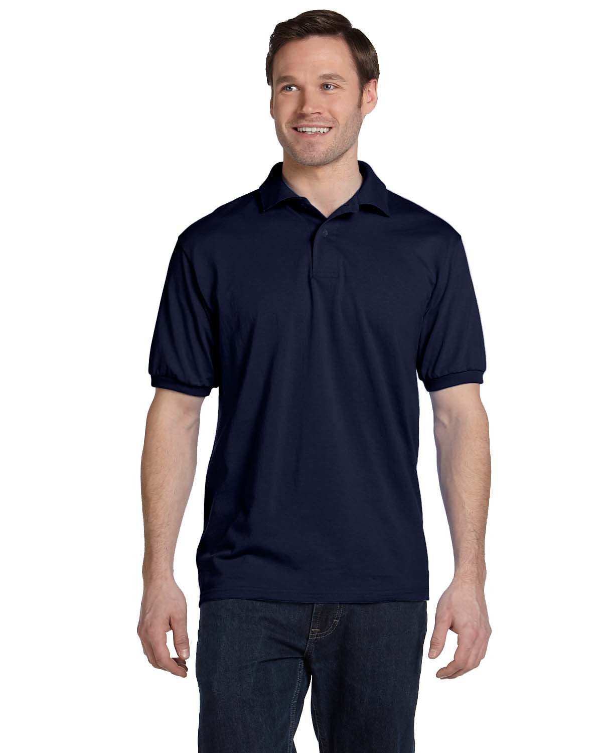 Hanes Mens EcoSmart Jersey Polo Shirt, Short-Sleeve Shirts for Men, T-Shirt, 2-Pack
