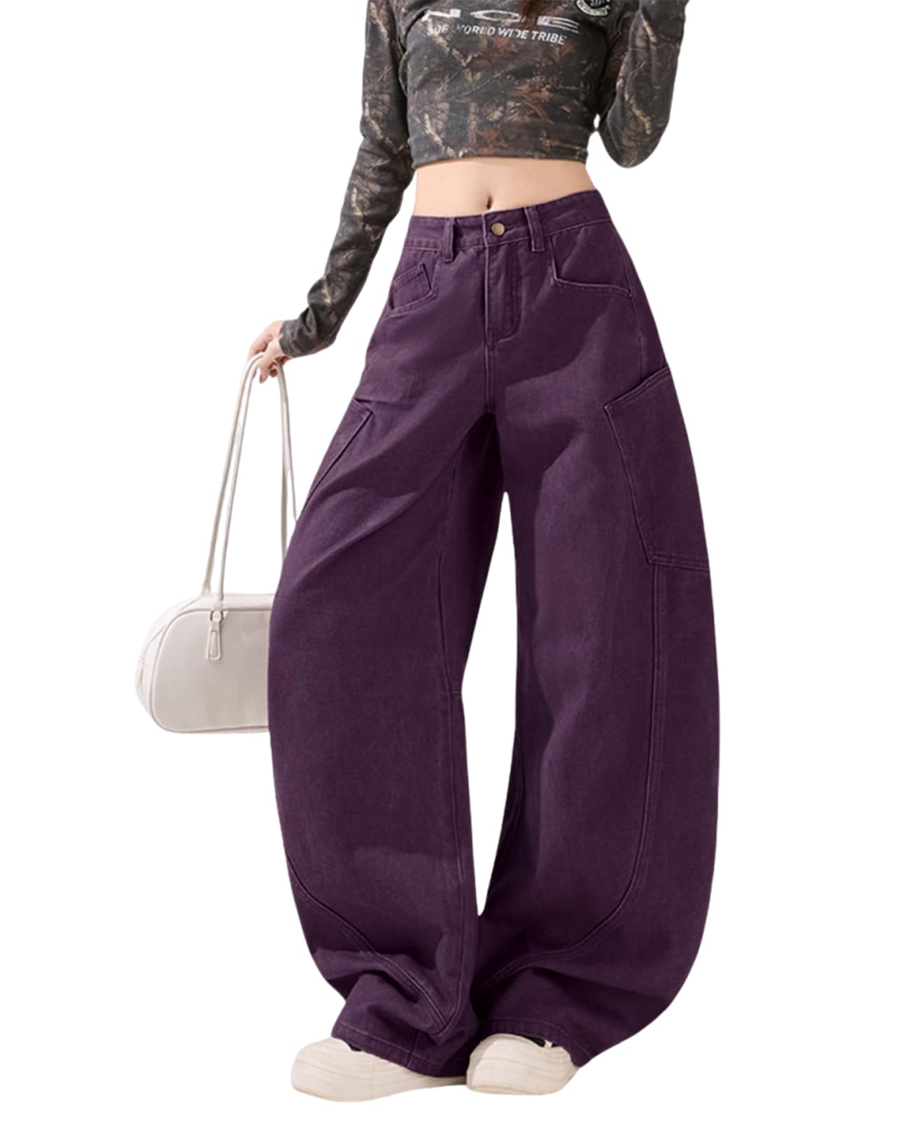 Baggy Jeans for Woman Men High Waisted Barrel Leg Jeans Casual Loose Denim Pants Streetwear Clothes