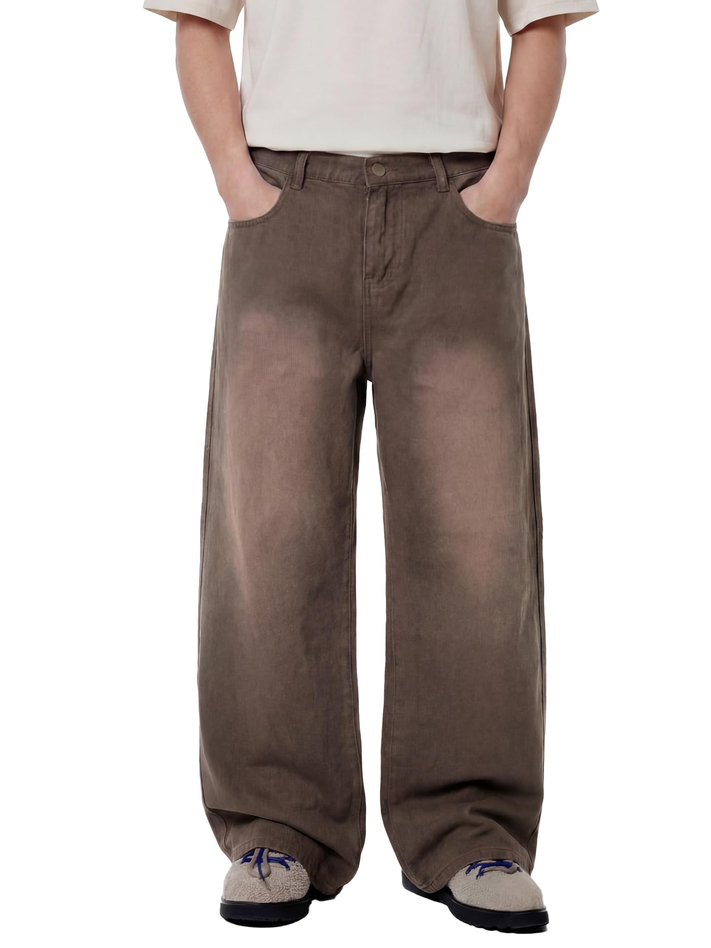 Baggy Hip Hop Jeans for Men Wide Leg Skater Denim Pants Casual Loose Fit Long Trousers