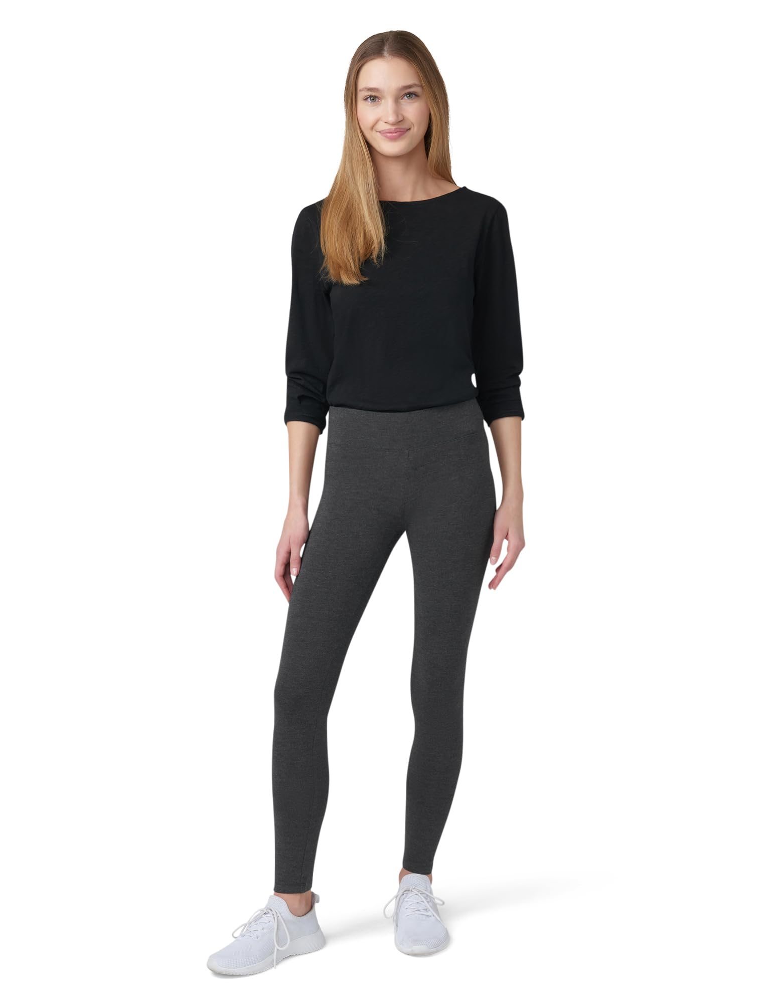 HUE Women’s Cotton Ultra Legging with Wide Waistband, Available in Capri and Legging Length