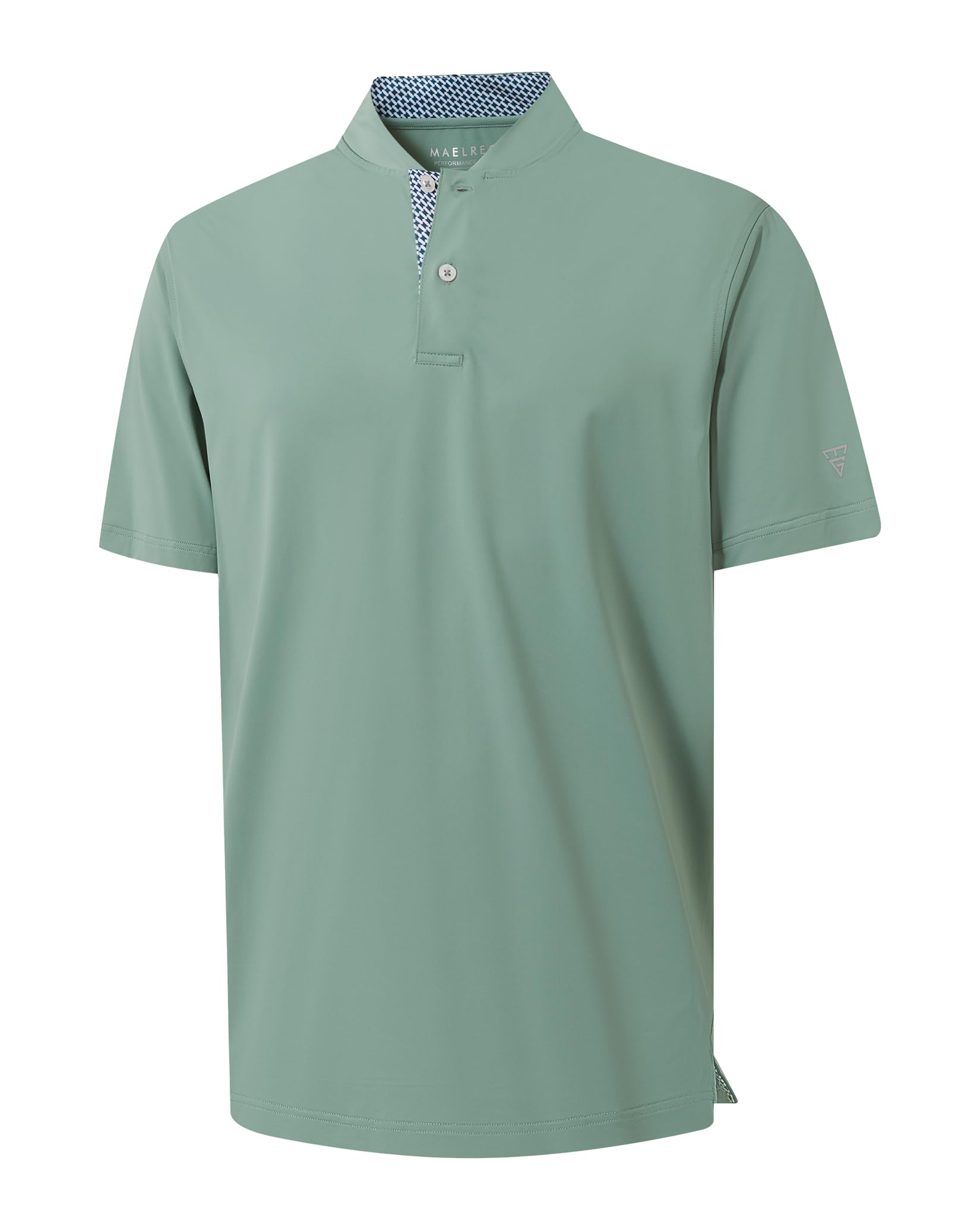 M MAELREG Mens Golf Shirts Collarless Performance Dry Fit Moisture Wicking Casual Solid Short Sleeve Henley Shirts for Men