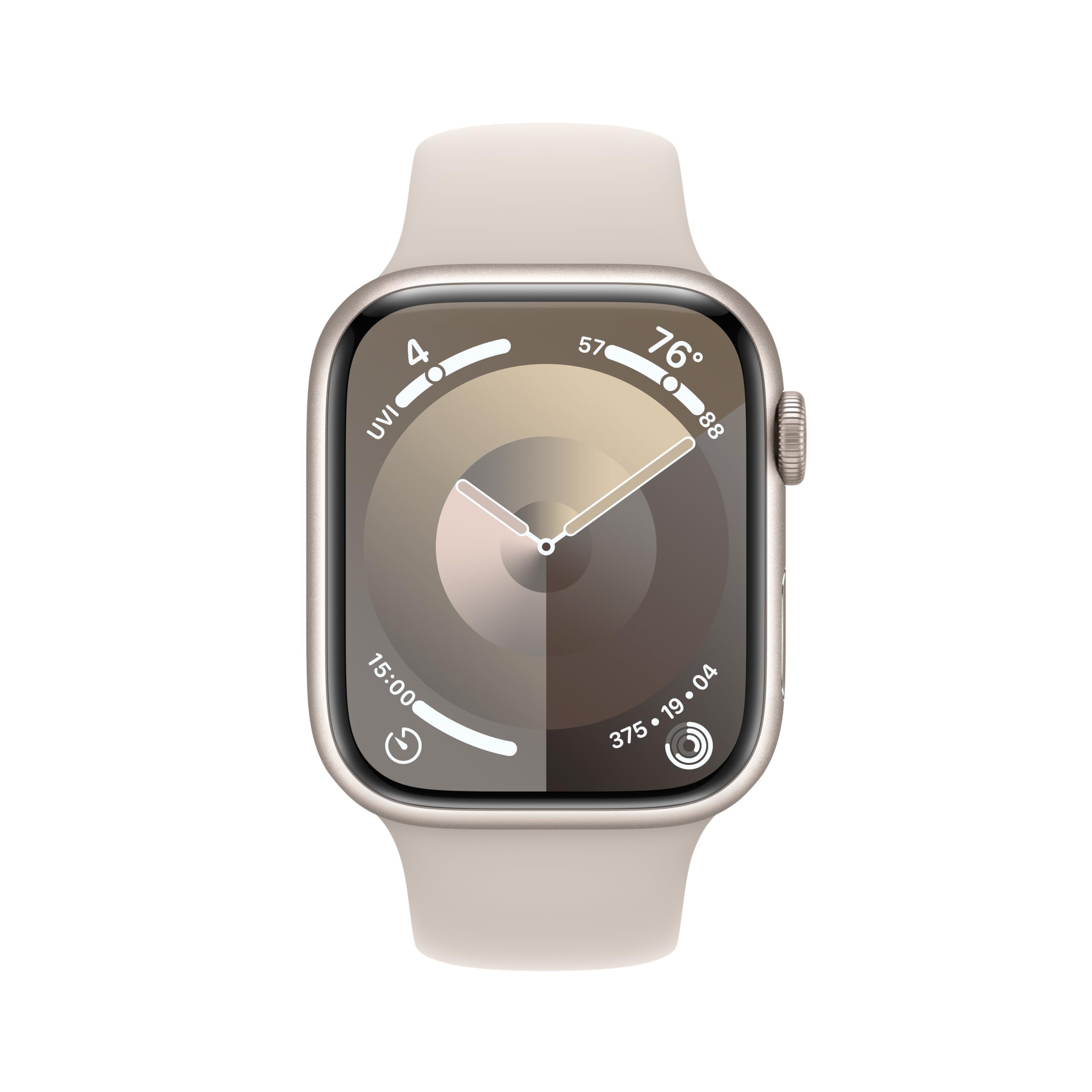Apple Watch Series 9 [GPS, 45mm] - Starlight Aluminum Case with Starlight Sport Band, S/M (Renewed)