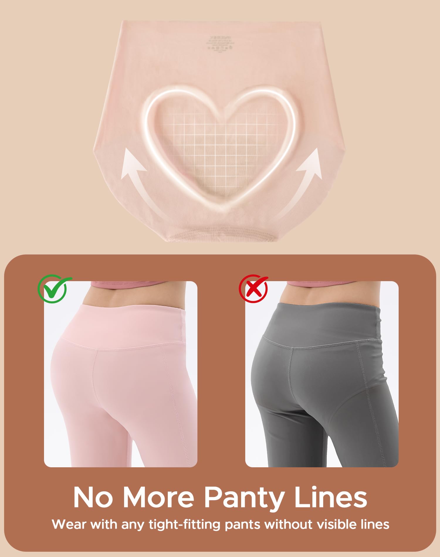 INNERSY Women's High Waist Seamless Underwear No Show Panties Full Coverage Briefs 3-Pack