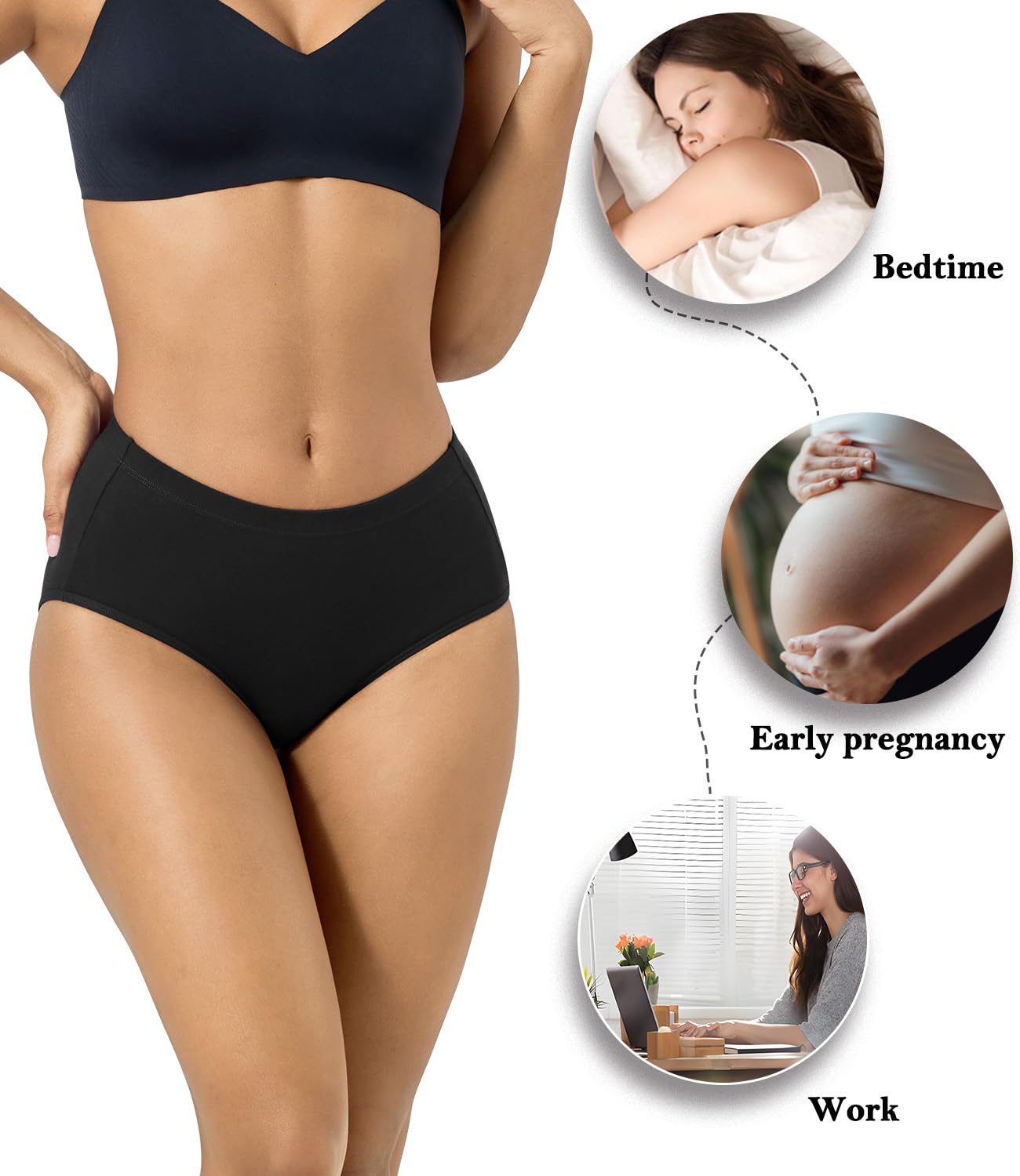 wirarpa Women's Cotton Underwear Full Coverage Cotton Briefs 5 Pack