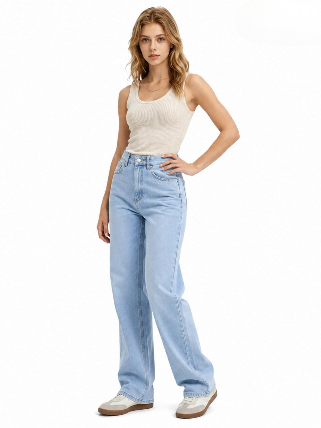Straight Leg Jeans for Women Mid Waisted Casual Washed Vintage Loose Fit Boyfriend Jeans Denim Pants