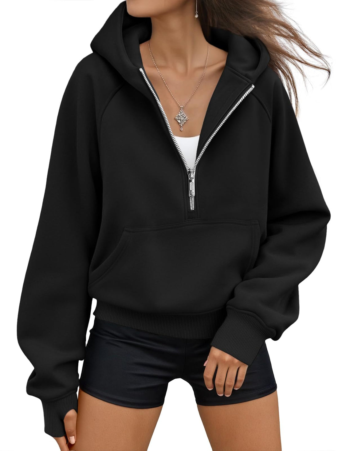 AUTOMET Womens Hoodies Half Zip Up Casual Comfort Fall Clothes 2026 | Fleece lined, hooded, jackets with pockets, travel airport Outfits, y2k sweatshirts, cute loung wear, winter sweaters