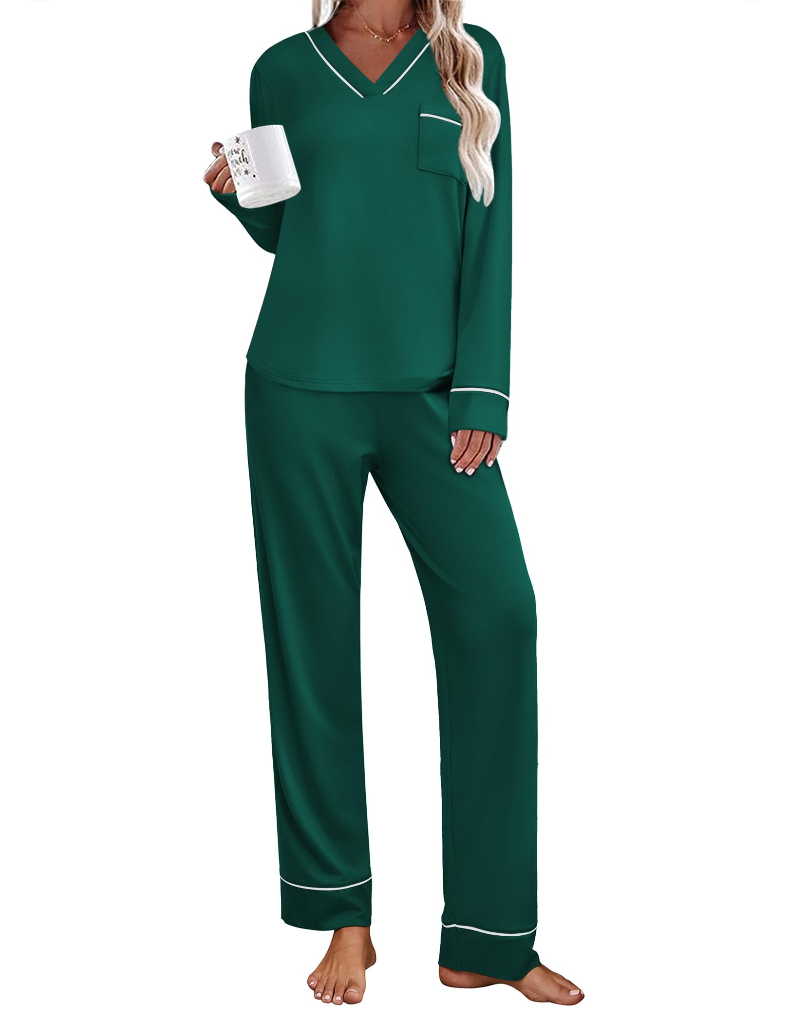 Ekouaer Womens Pajamas Sets 2 Piece PJs Long Sleeve Sleepwear Loungewear