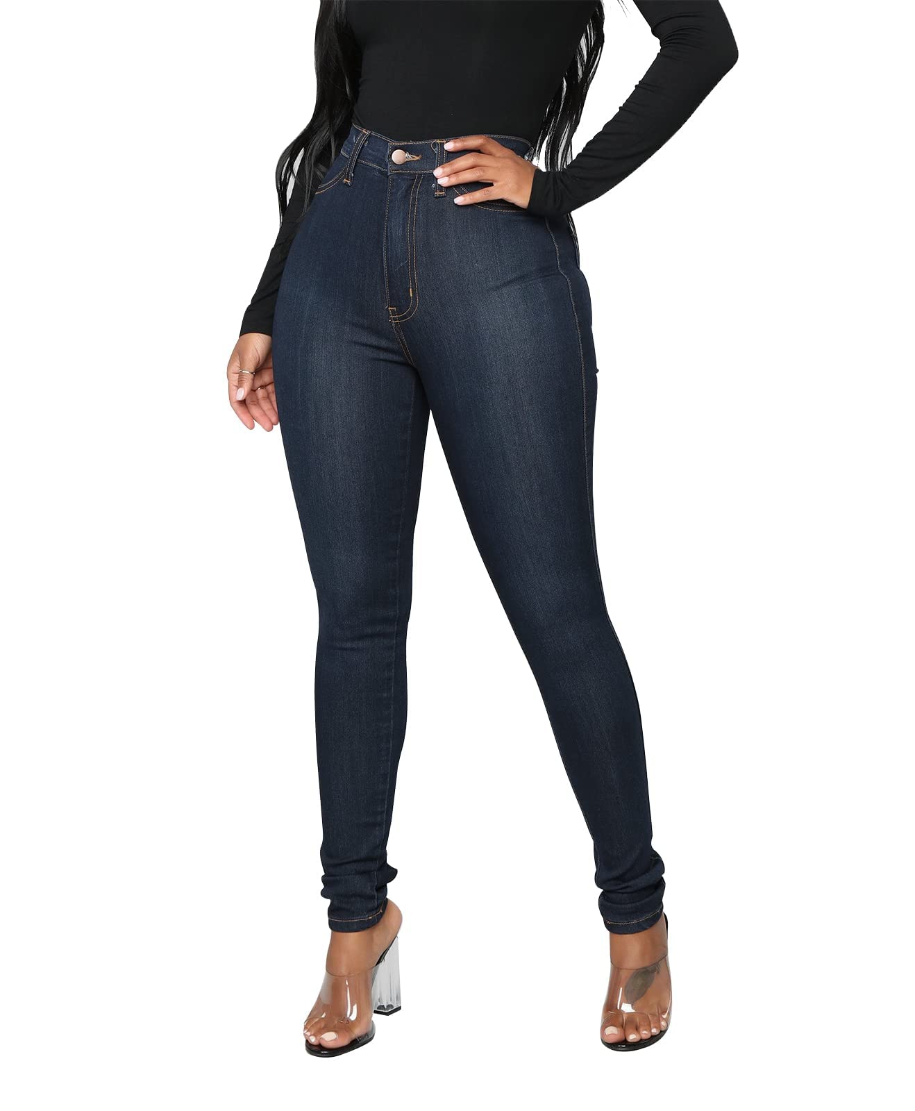 KUNMI Womens Classic High Waisted Skinny Stretch Butt Lifting Jeans Slim Fit Denim Pants
