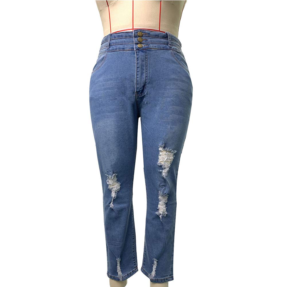 ALLABREVE Womens Plus Size Skinny Jeans Stretchy High Waisted Ankle Jean Ripped Slim Fit Washed Denim Distressed Tight Jean