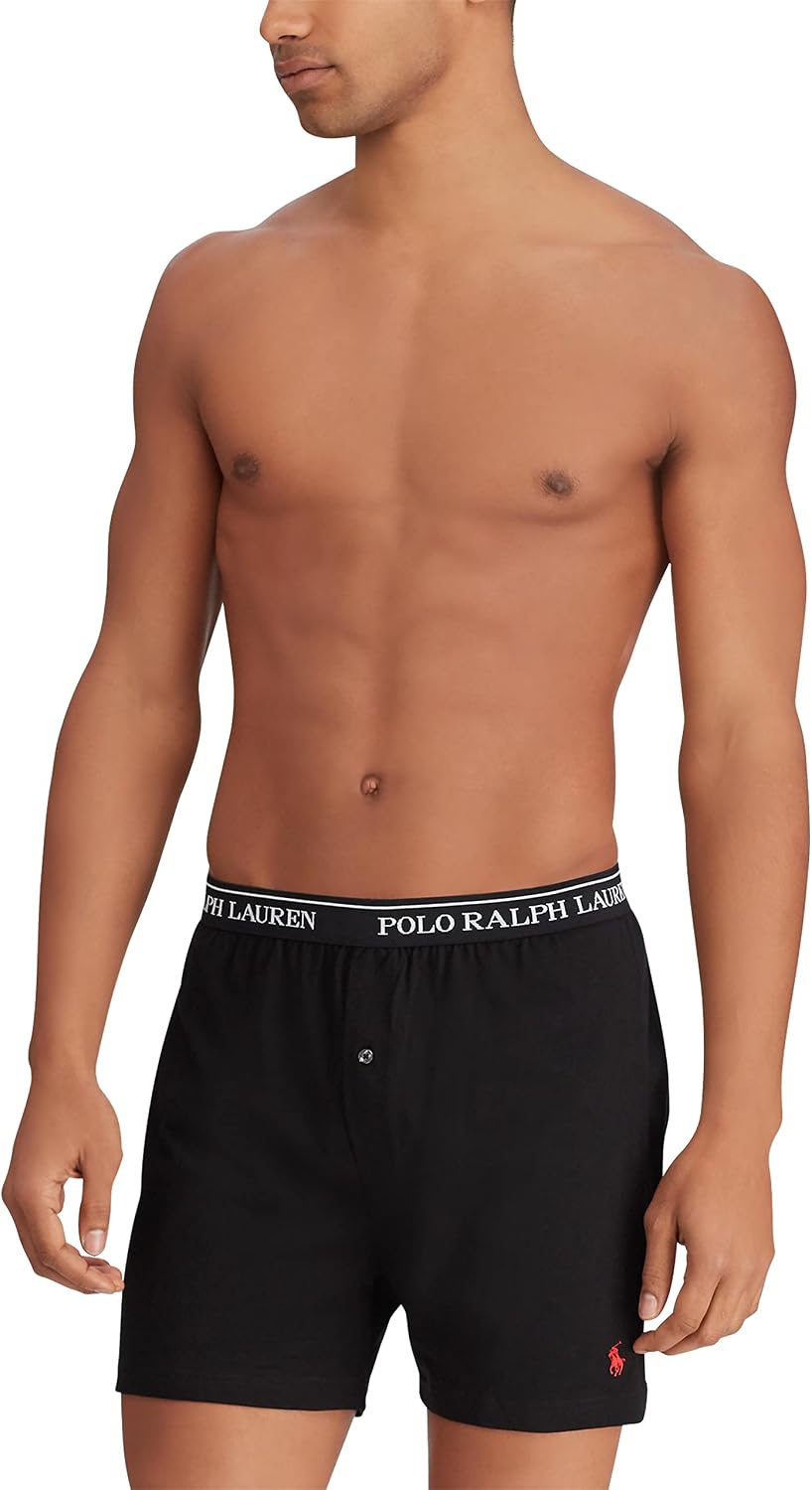 POLO RALPH LAUREN Underwear Boxers Pack, 3-Pack, Classic Fit Cotton Knit Boxer, 100% Cotton Moisture Wicking Boxers