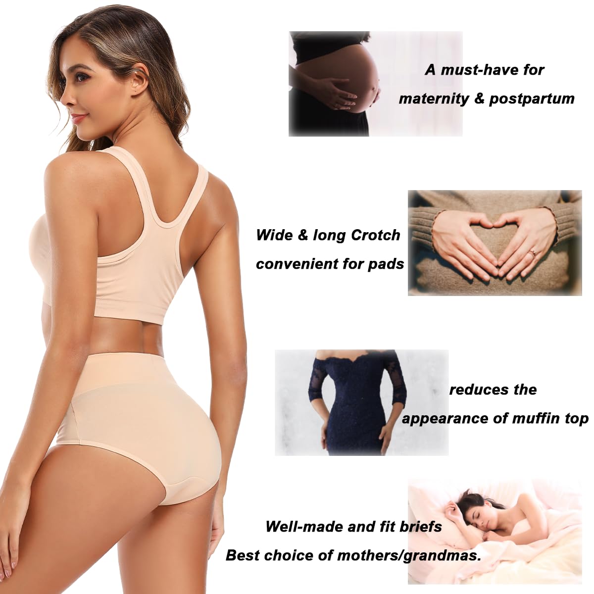 Molasus Women's Cotton Underwear High Waisted Full Coverage Ladies Panties (Regular & Plus Size)