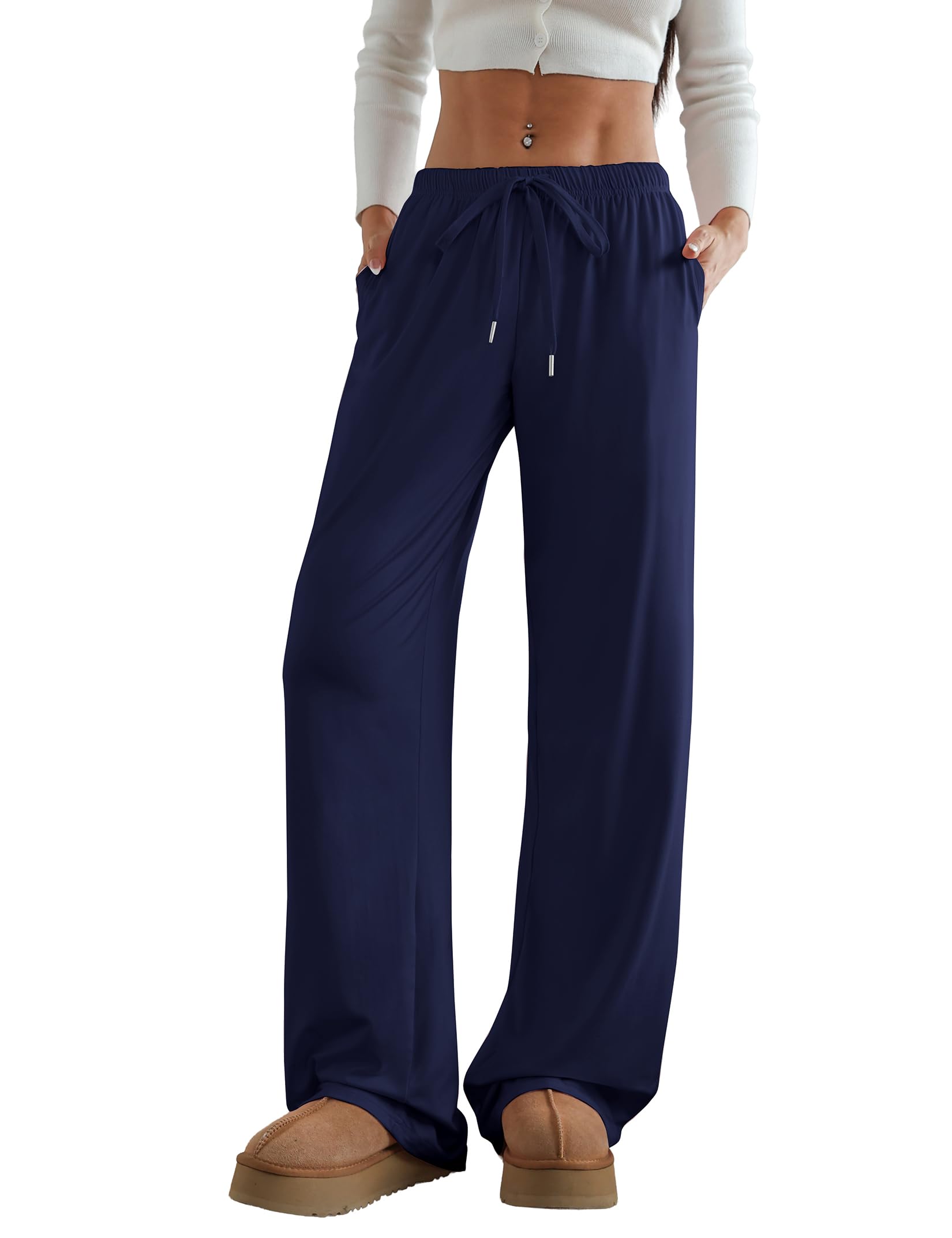Women's Wide Leg Lounge Pants with Pockets 22/30 Inseam