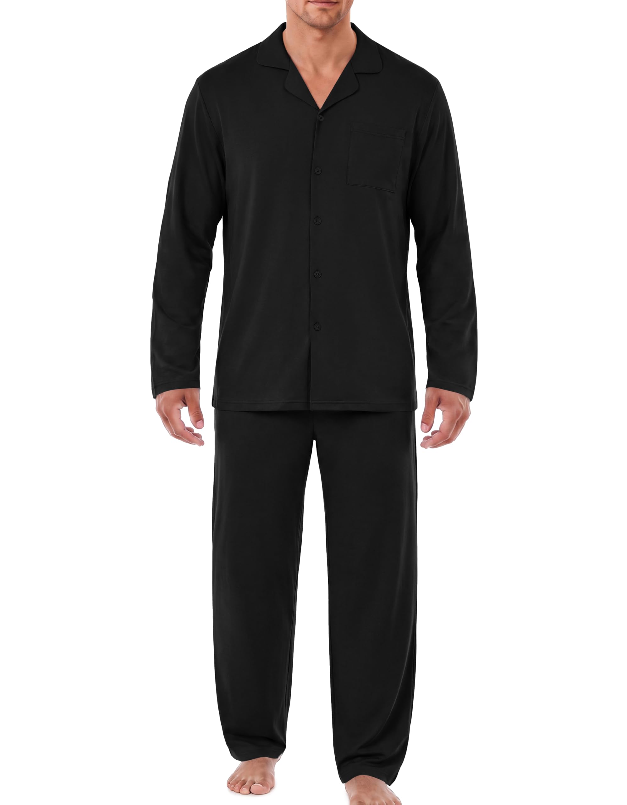 Ekouaer Mens Pajamas Set Long Sleeve Button Down Pjs Long Pants with Pocket