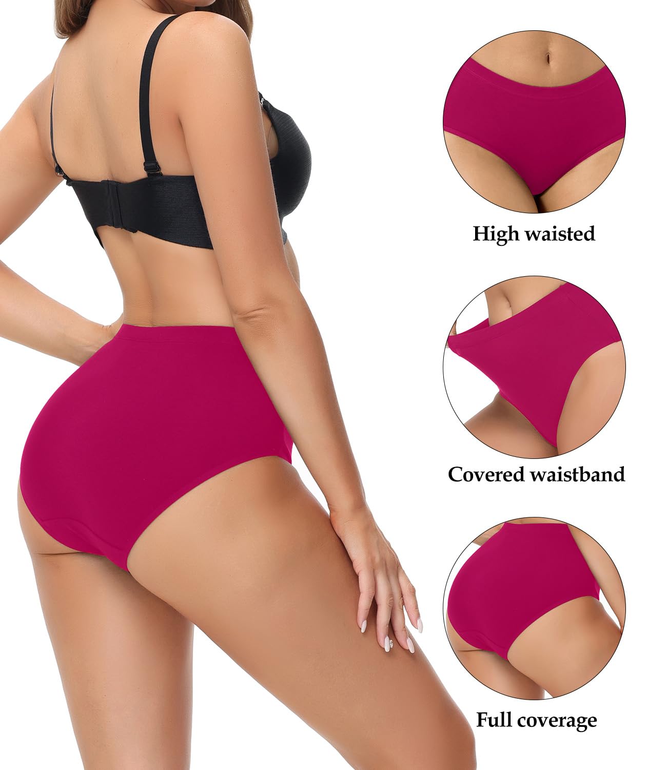 wirarpa Women's Cotton Underwear Full Coverage Cotton Briefs 5 Pack