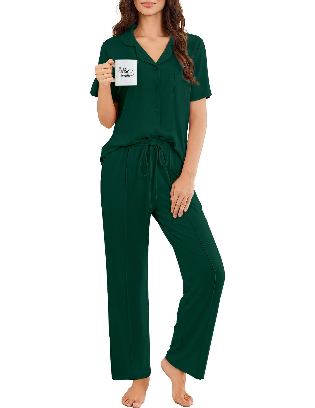Ekouaer Pajamas for Women Set Button Up Short Sleeve Pjs Sets With Pockets