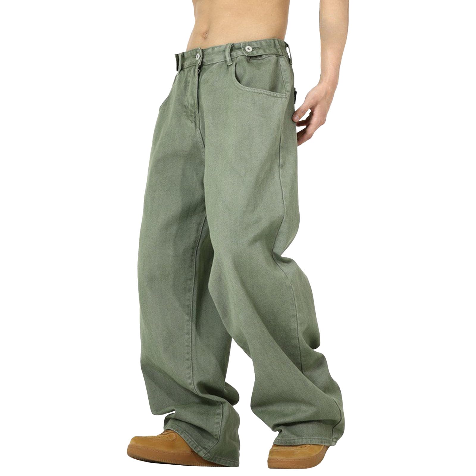 Mens Baggy Jeans Y2k Wide Leg Loose Fit Jeans Streetwear Denim Washed Hip Hop Pants