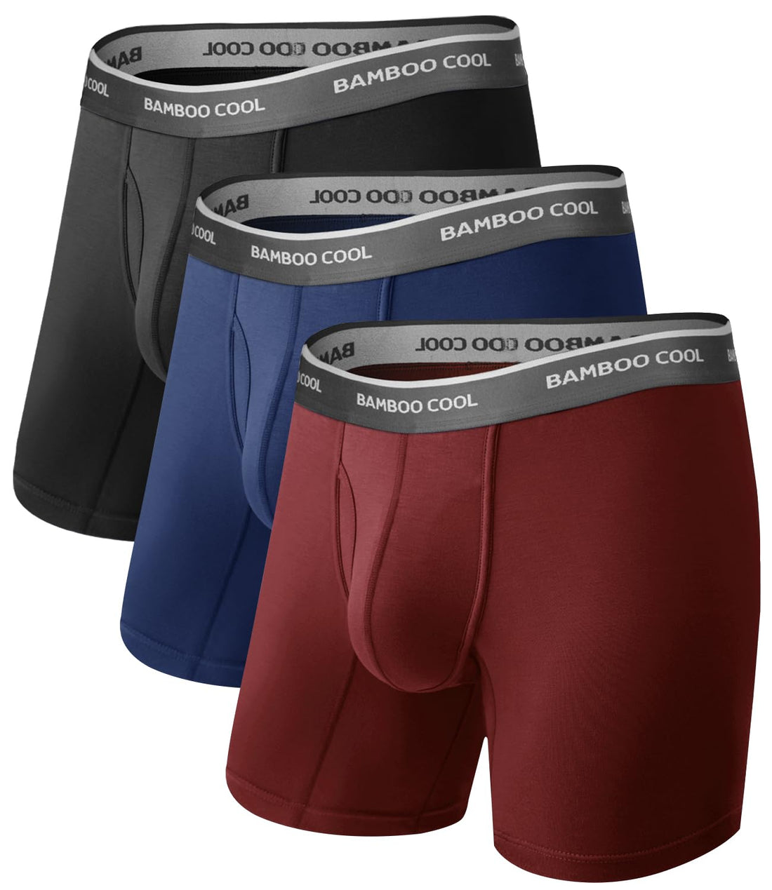 BAMBOO COOL Ultra Soft Mens Underwear Boxer Briefs 6-Pack | Bamboo Fabric‌,No Ride Up,More Breathable Than Cotton