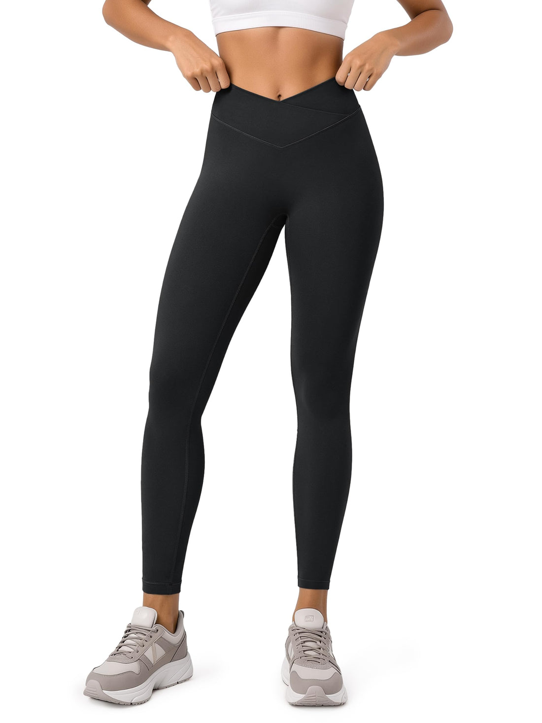 ODODOS Hidden Scrunch Butt Lifting Crossover Leggings for Women - 25" / 27" / 29" No Front Seam High Waist Yoga Pants