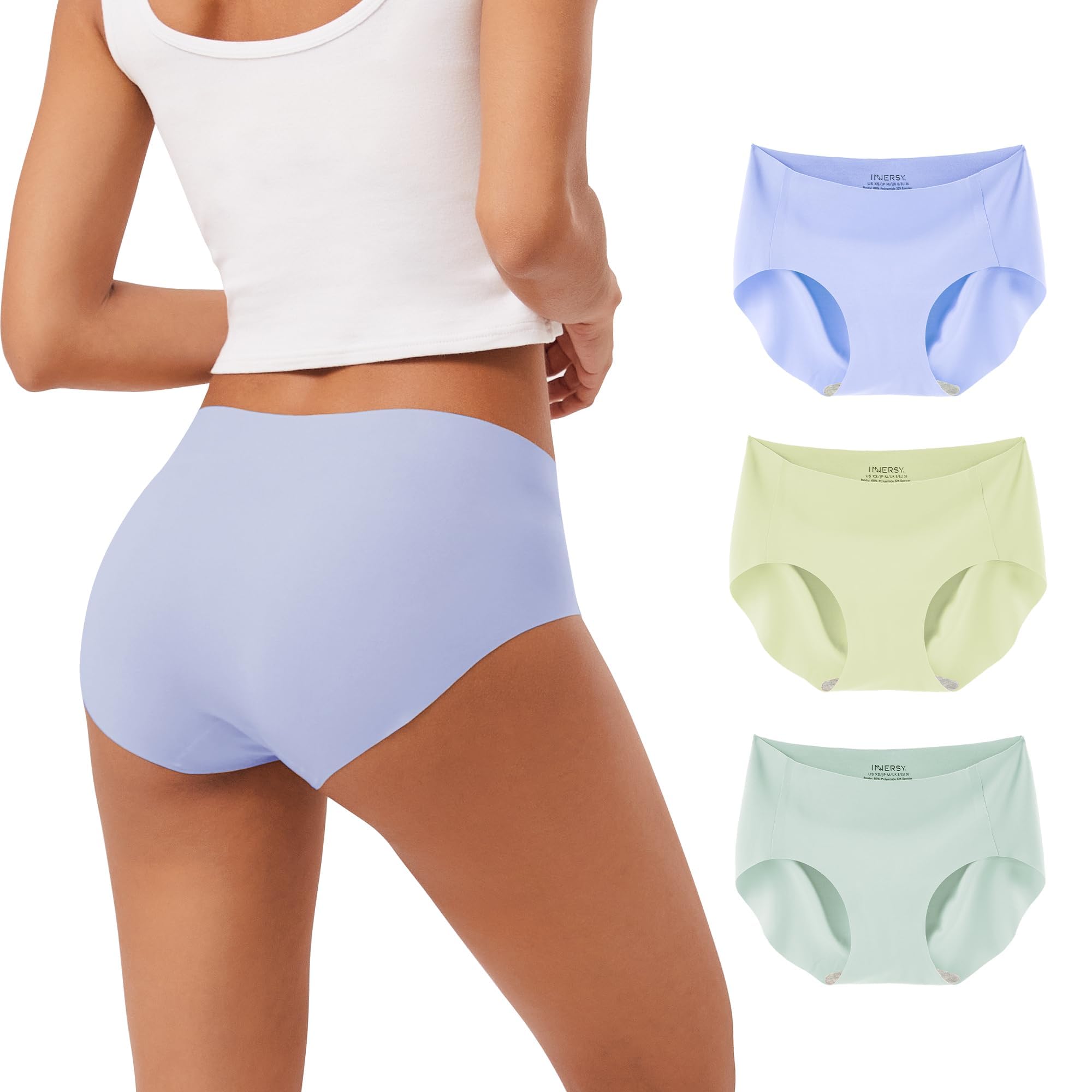 INNERSY Women's Seamless No Show Hipster Panties Invisible Light Underwear 3-Pack