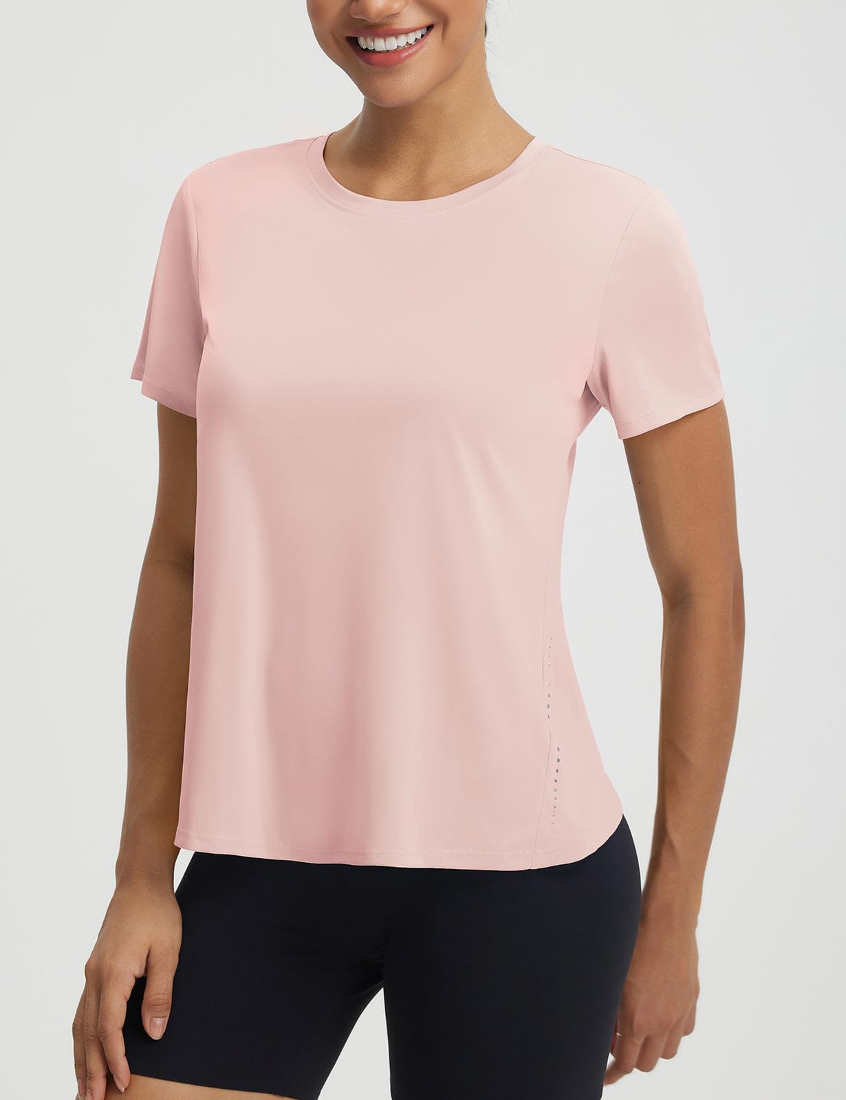 baleaf Women's Athletic Tops Short Sleeve Workout Shirts | Quick Dry, Moisture-wicking, Breathable, Lightweight, Stretchy, Sun Protection, Crew Neck, for Running, Gym, Tennis, Yoga