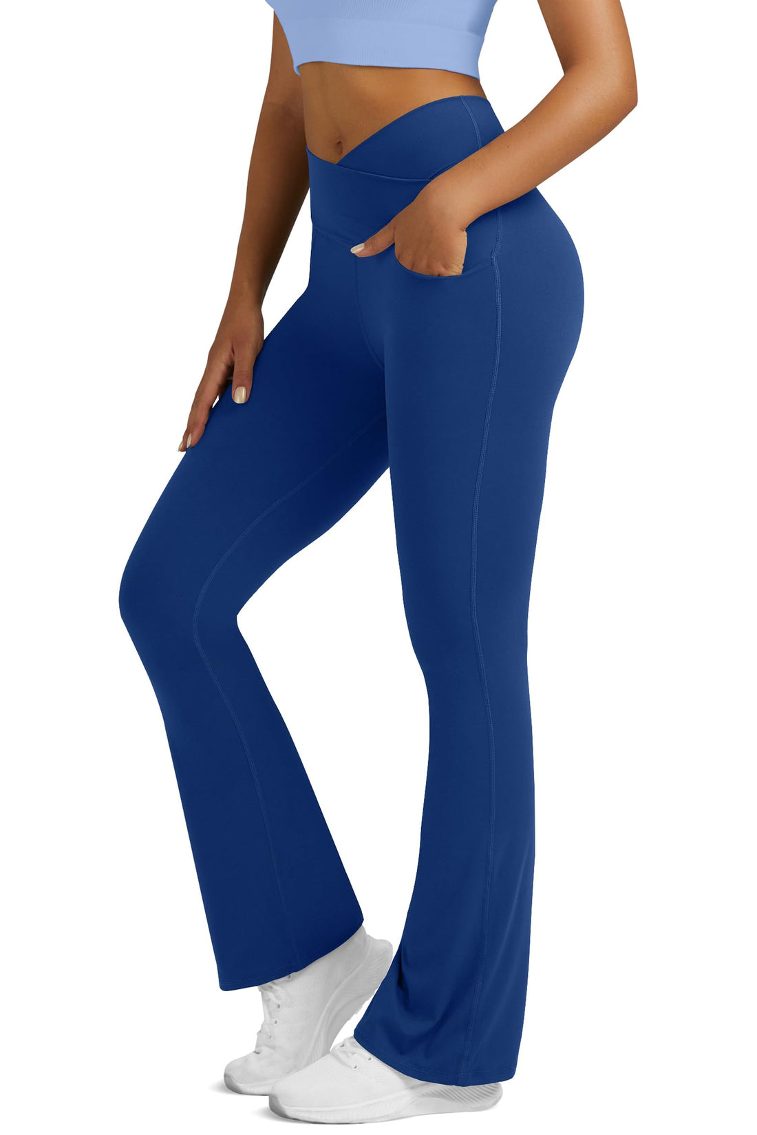Flare Leggings for Women Yoga Pants with Pockets High Waisted Crossover Flare Leggings Bootcut Casual Yoga Pants