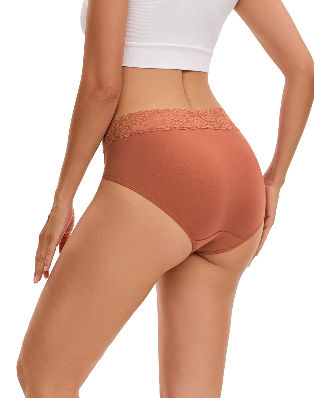 INNERSY Women's Cotton Underwear Lace High Waisted Panties 5-Pack