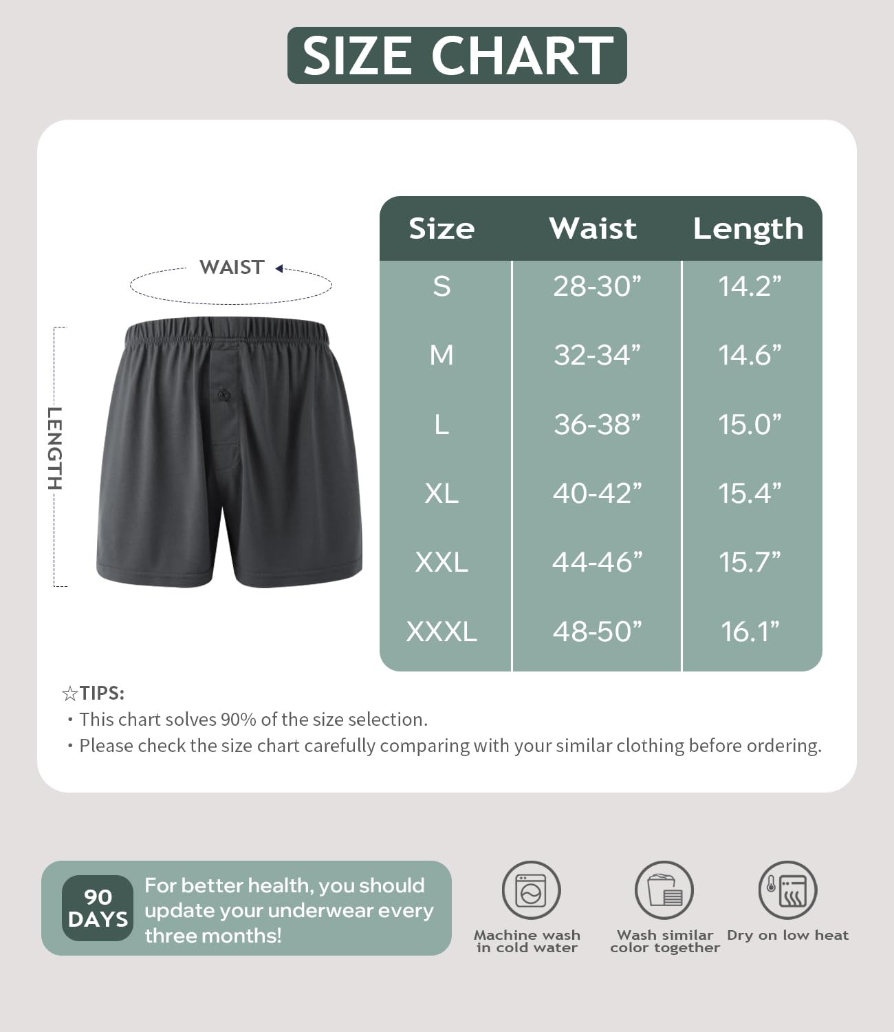 BAMBOO COOL Mens Boxers Durable Comfortable Boxer Shorts for Men Loose Ultra-Soft Men's Underwear (3 or 5 Pack)