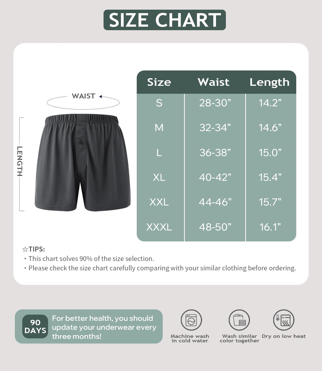BAMBOO COOL Mens Boxers Durable Comfortable Boxer Shorts for Men Loose Ultra-Soft Men's Underwear (3 or 5 Pack)