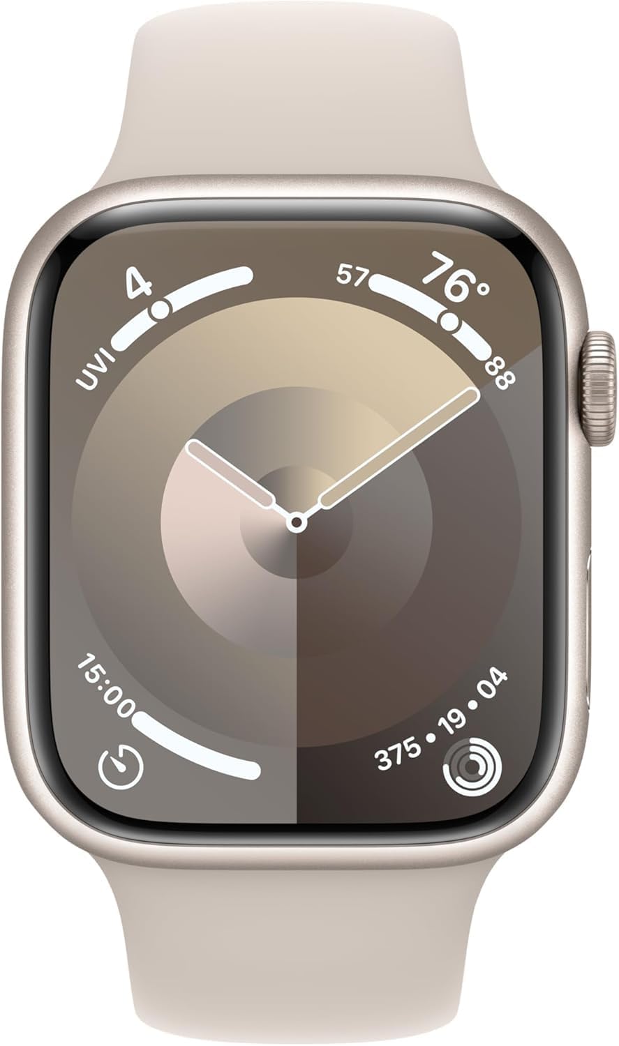 Apple Watch Series 9 [GPS, 45mm] - Starlight Aluminum Case with Starlight Sport Band, S/M (Renewed)