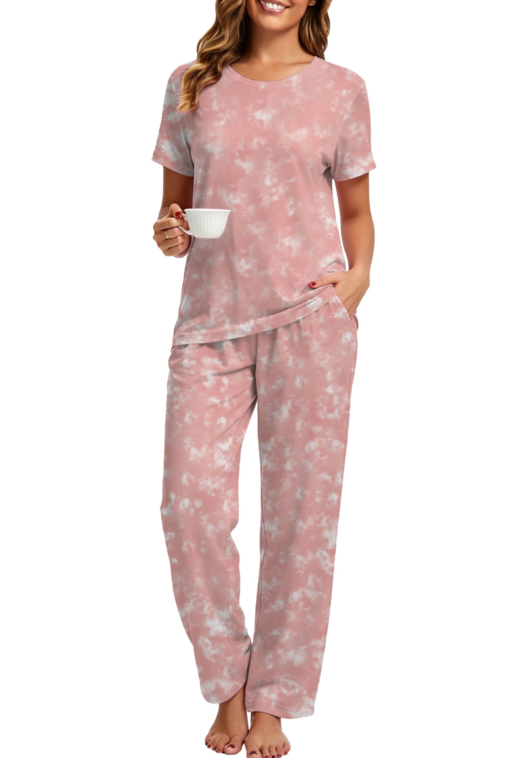 2 Piece Pjs Set For Womens Pajamas Lounge Set Long Sleeve Joggers Pants Sleepwear with Pockets